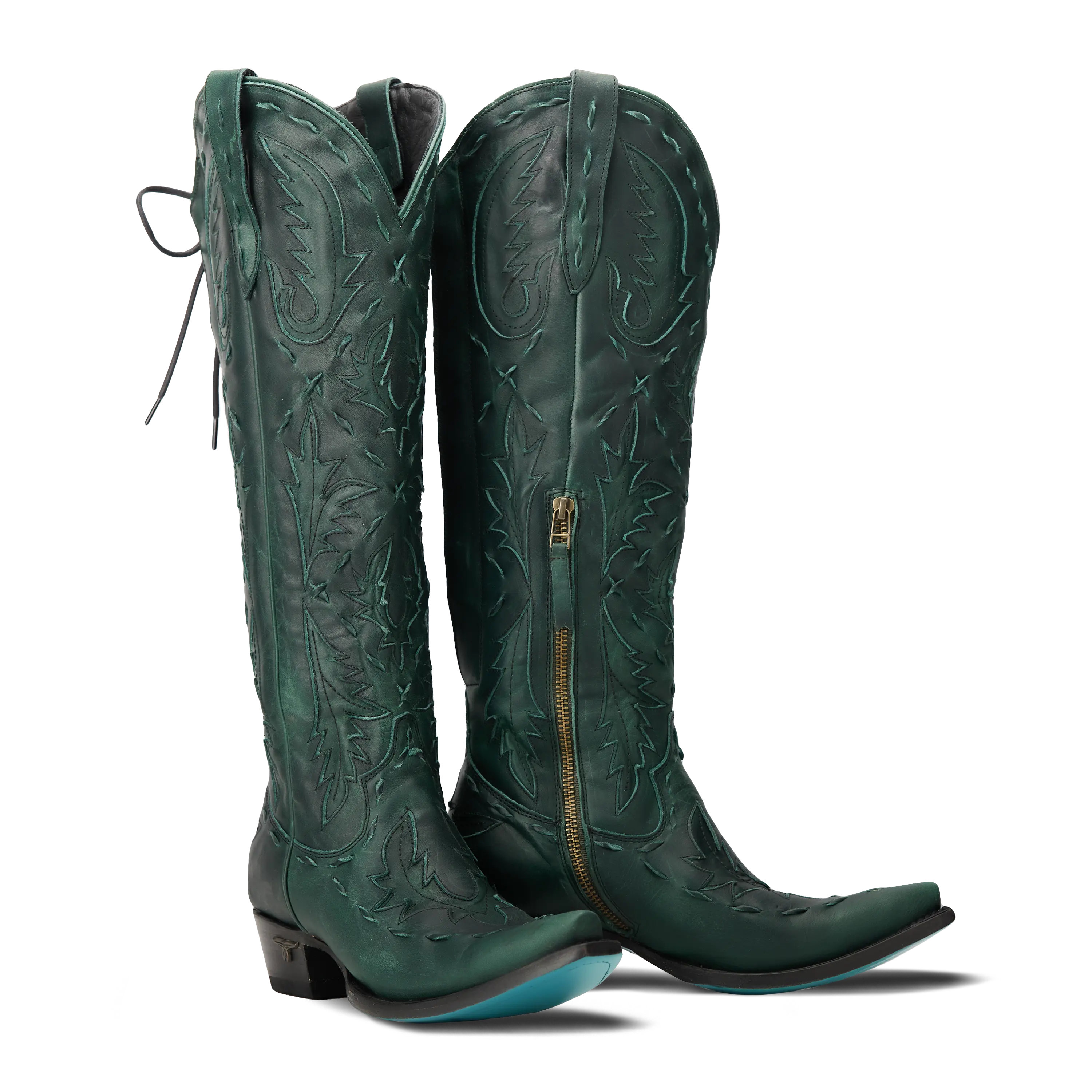 Reverie Knee High Corset - Emerald Green Ladies Boot Emerald Green Western Fashion by Lane