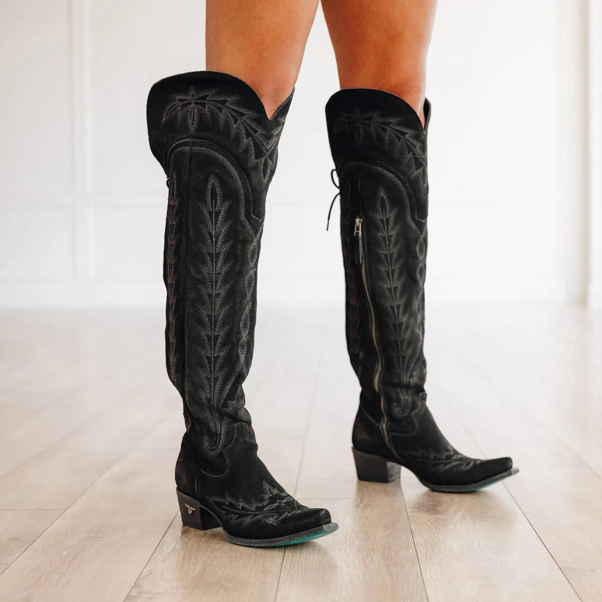 Lexington OTK Corset - Soft Black Suede Ladies Boot Western Fashion by Lane