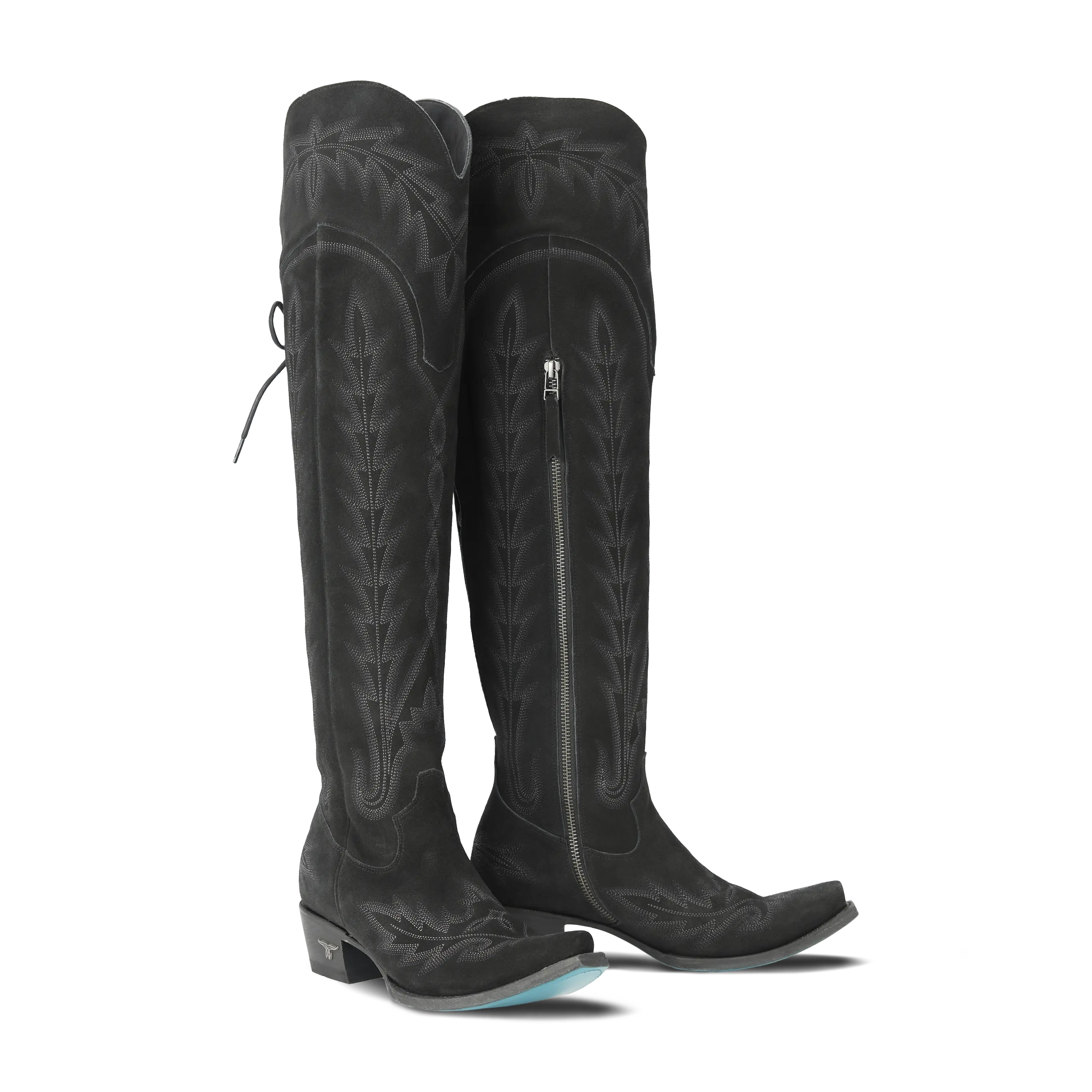 Lexington OTK Corset - Soft Black Suede Ladies Boot Soft Black Suede Western Fashion by Lane