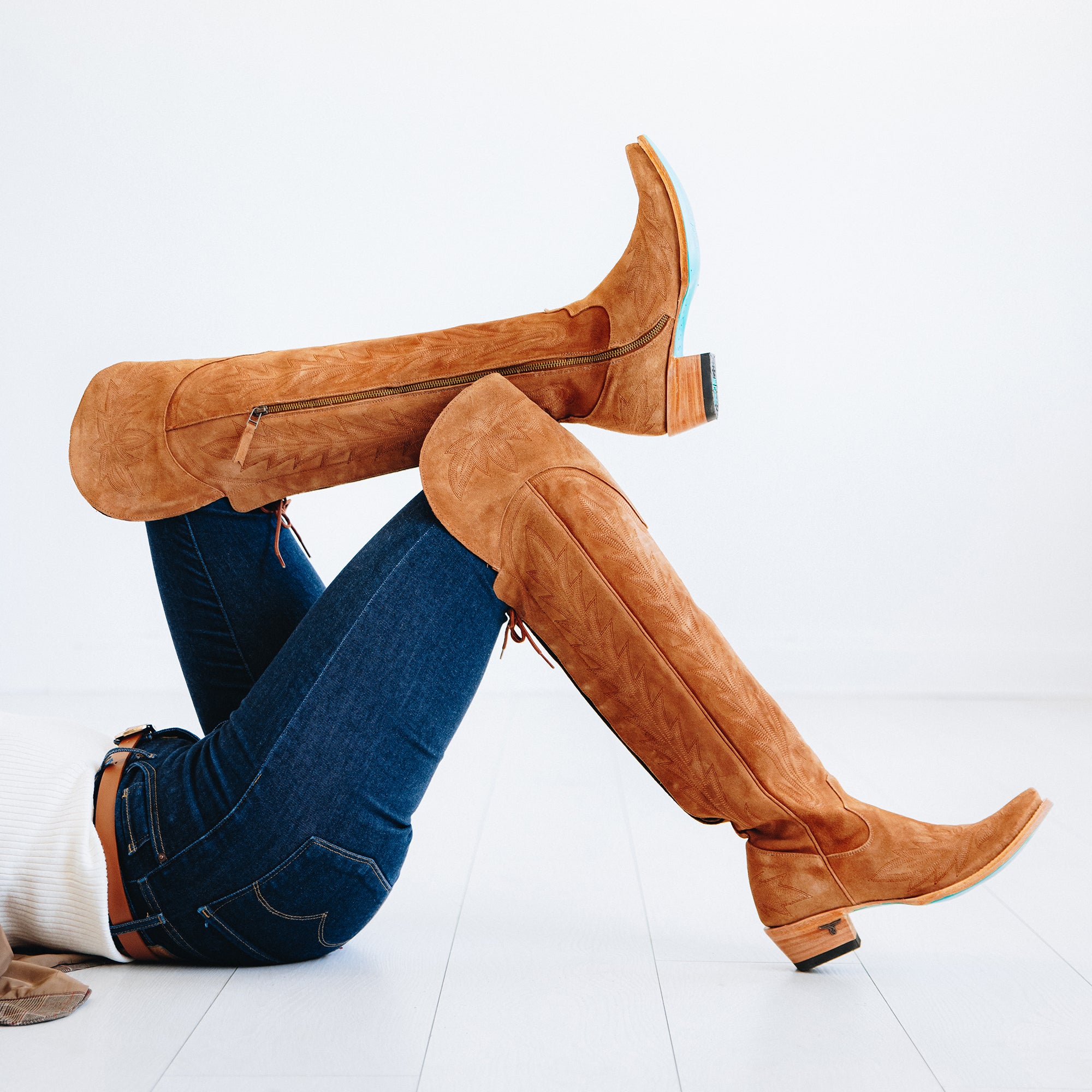 Lexington OTK Corset - Toffee Roughout Ladies Boot Western Fashion by Lane