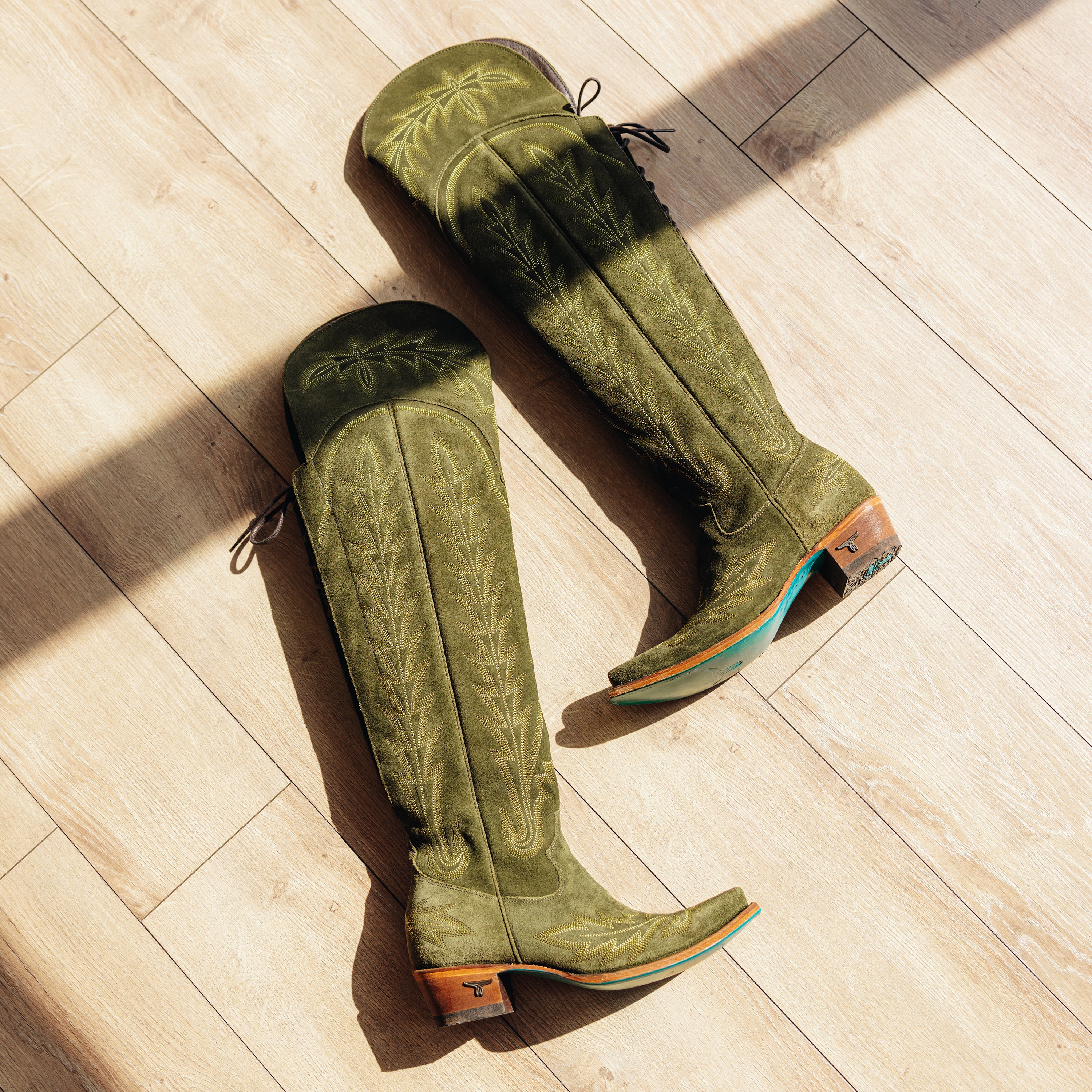 Lexington OTK Corset - Olive Suede Ladies Boot Western Fashion by Lane