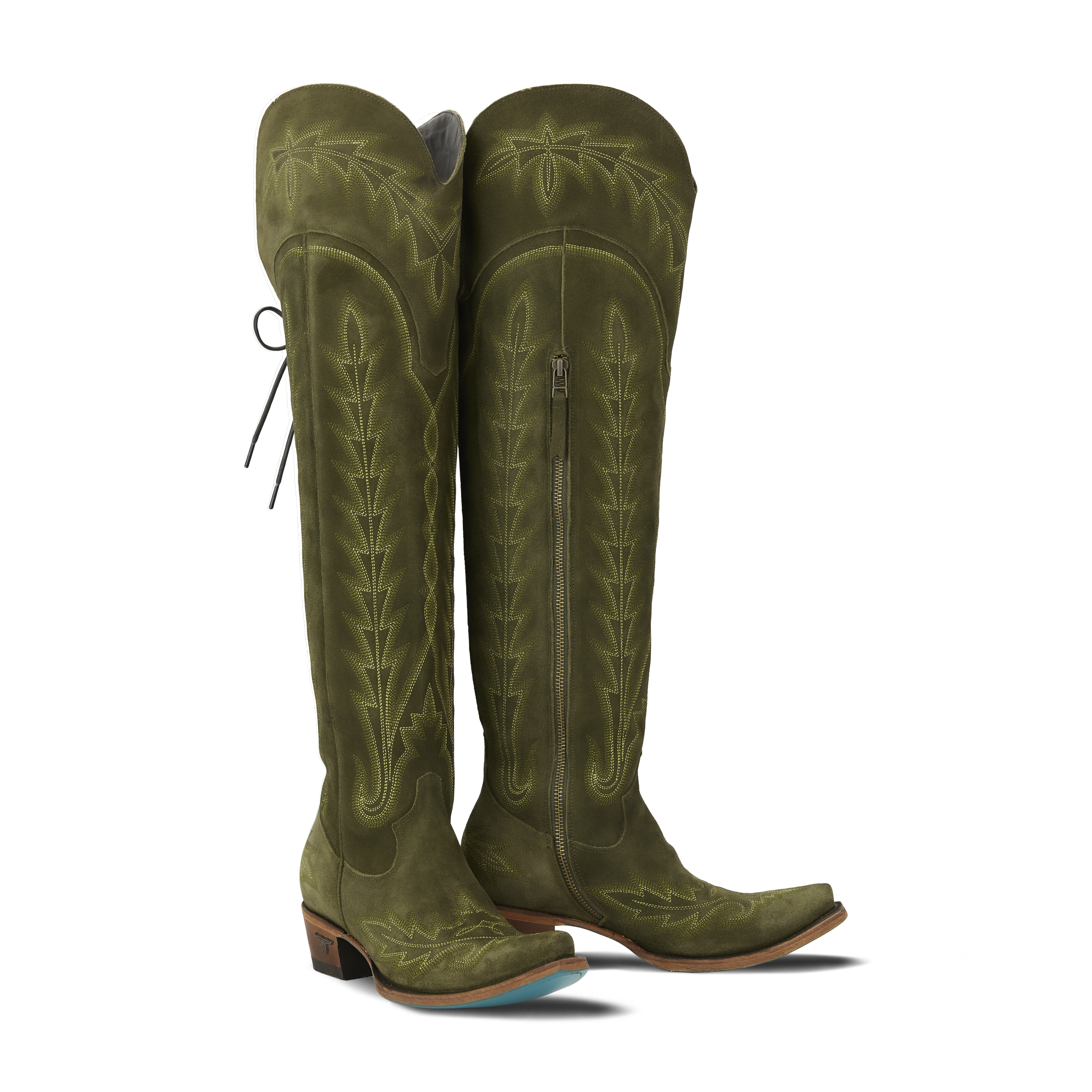 Lexington OTK Corset - Olive Suede Ladies Boot Western Fashion by Lane