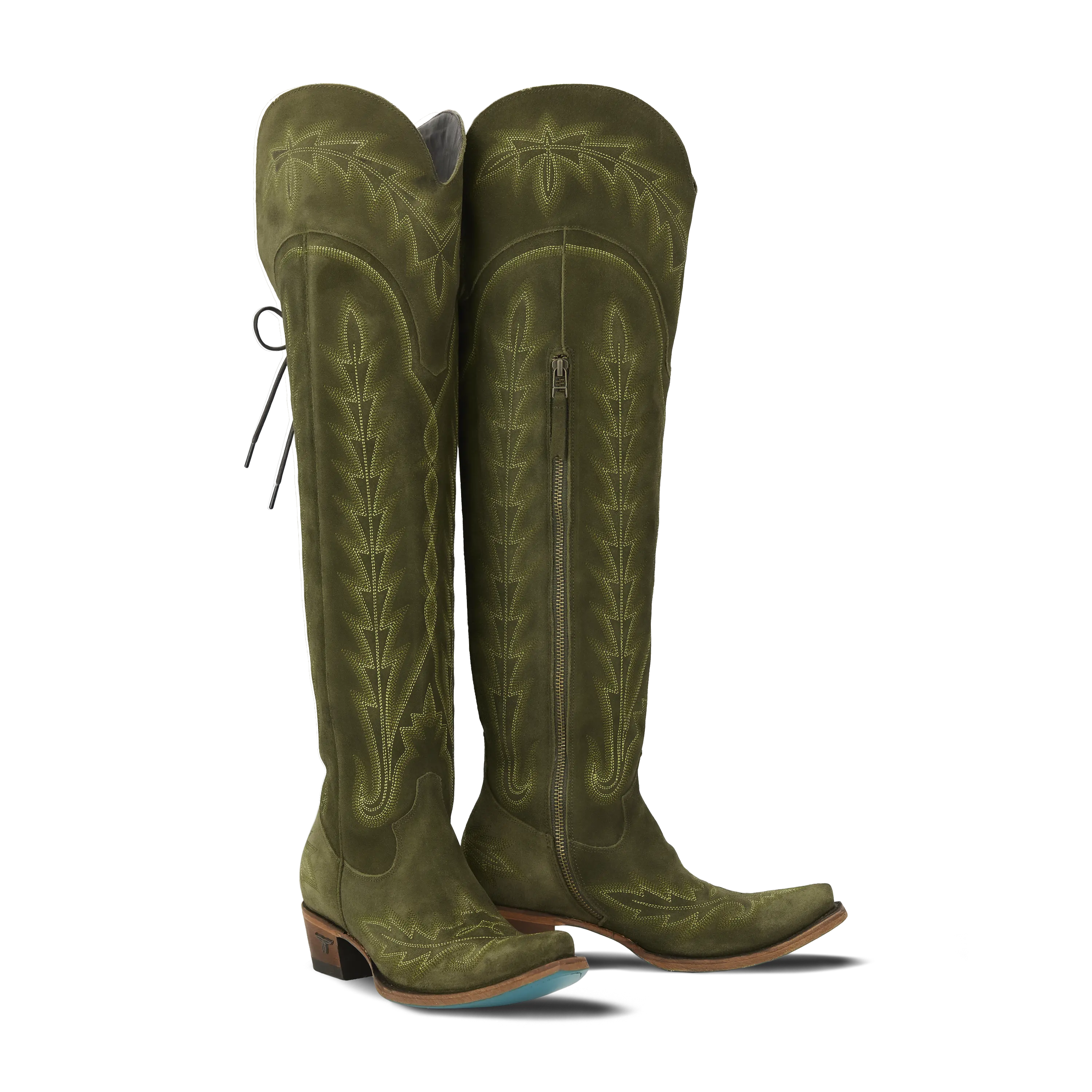Lexington OTK Corset - Olive Suede Ladies Boot Western Fashion by Lane