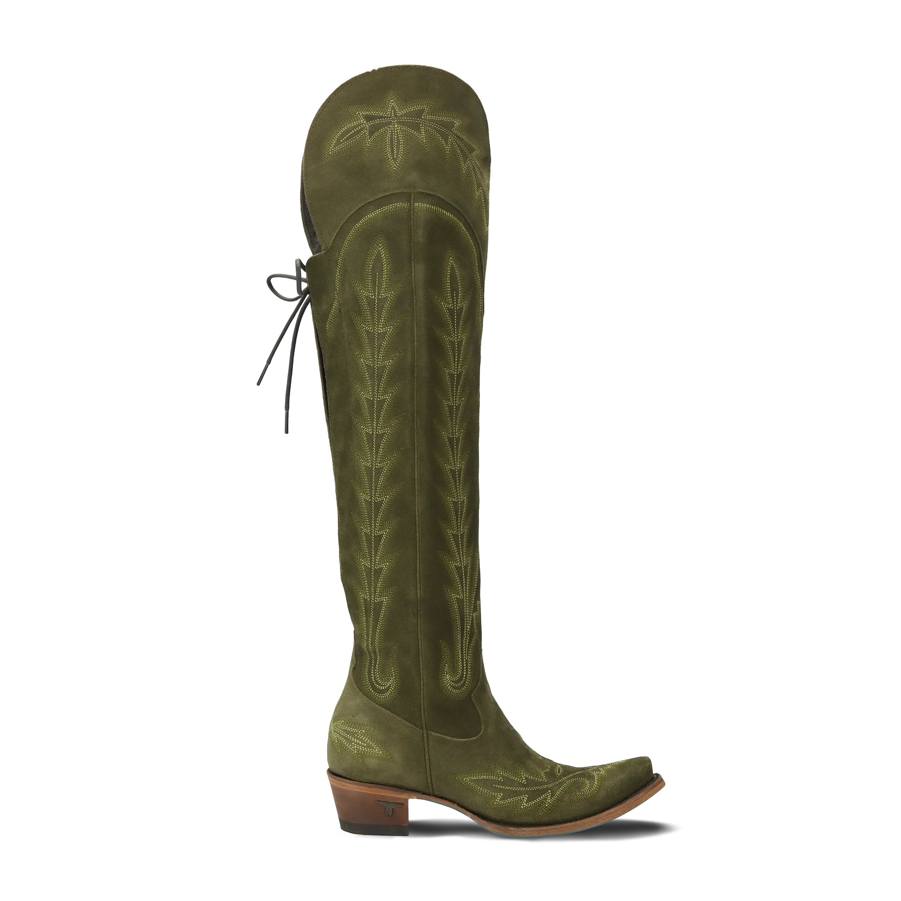 Lexington OTK Corset - Olive Suede Ladies Boot Western Fashion by Lane