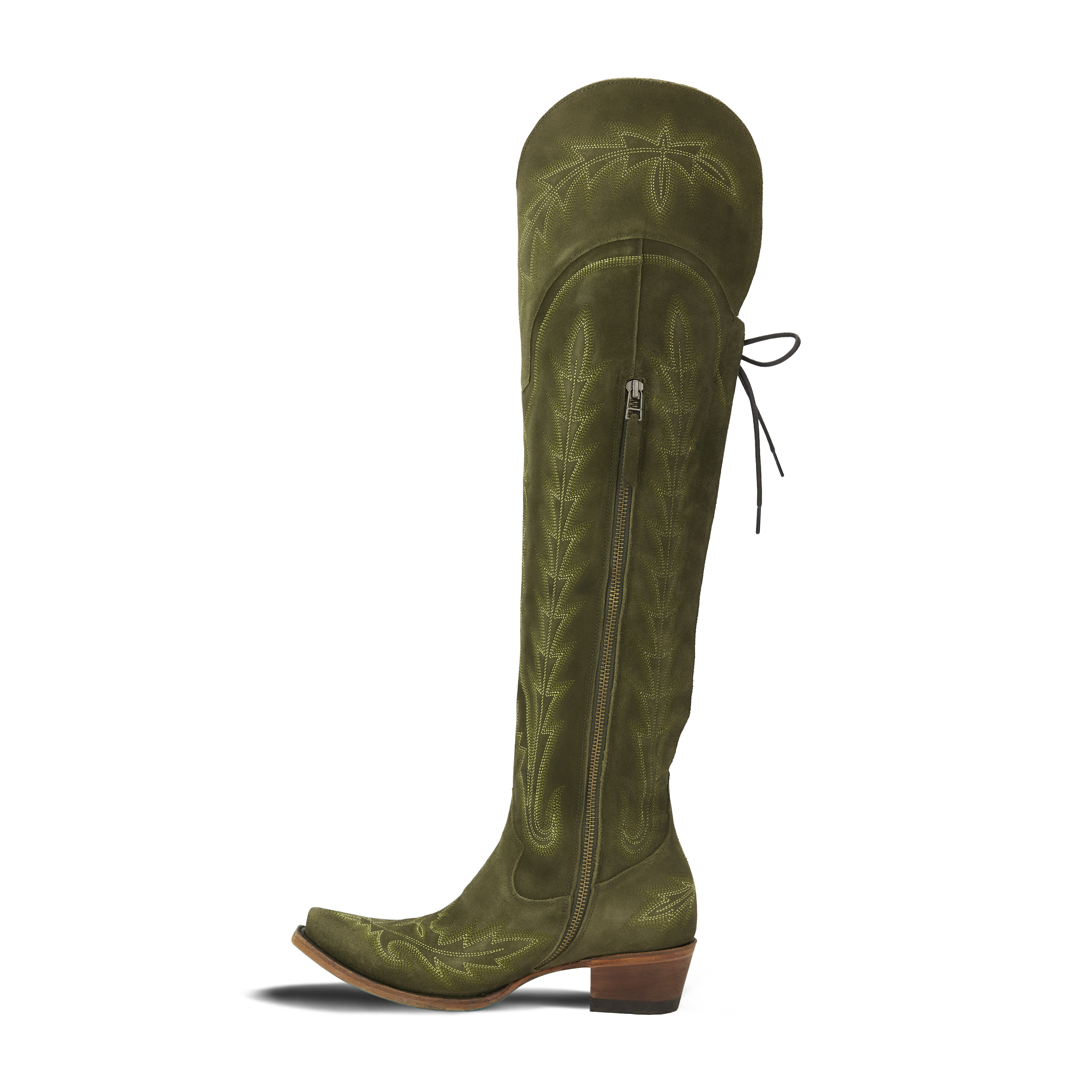 Lexington OTK Corset - Olive Suede Ladies Boot Western Fashion by Lane