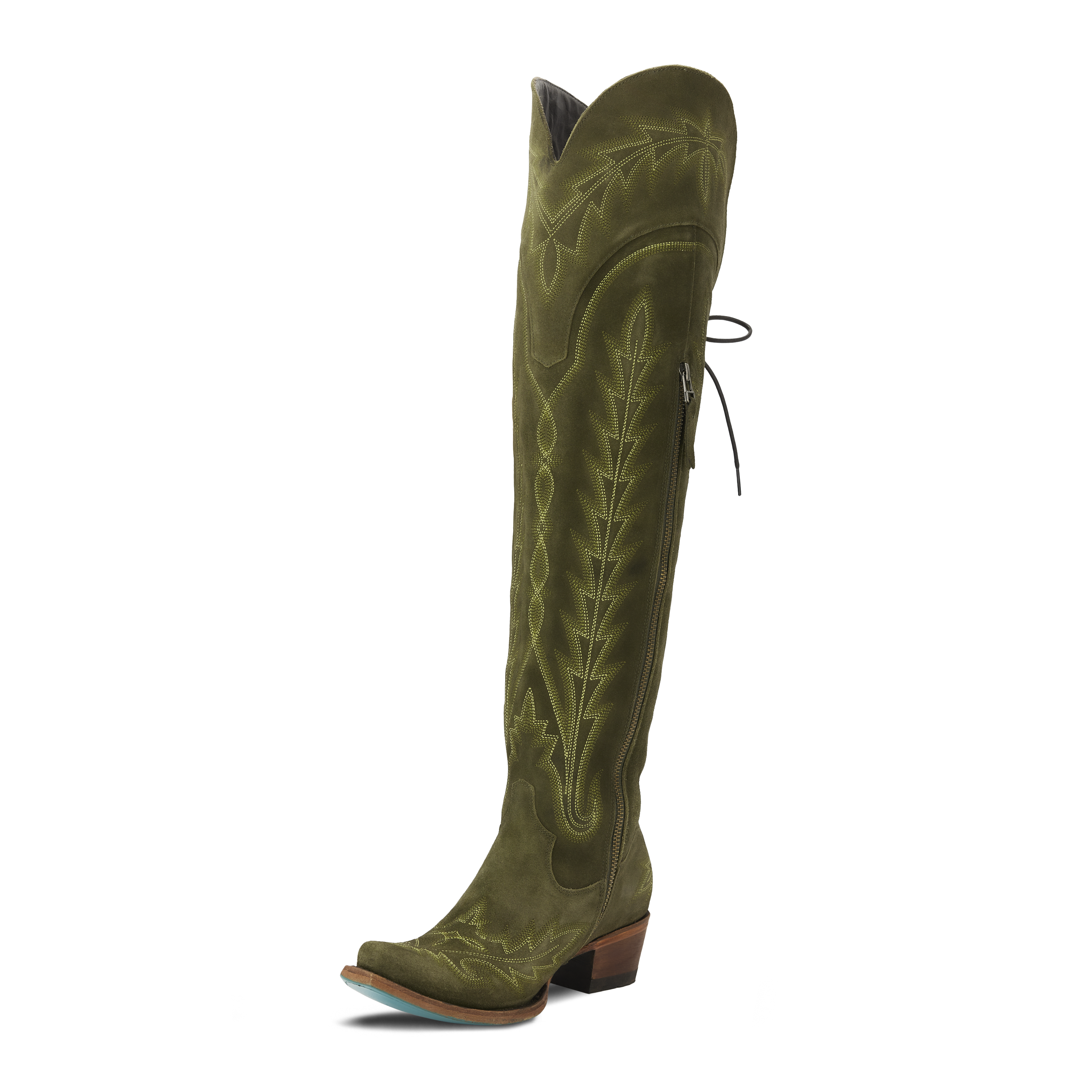 Lexington OTK Corset - Olive Suede Ladies Boot Western Fashion by Lane
