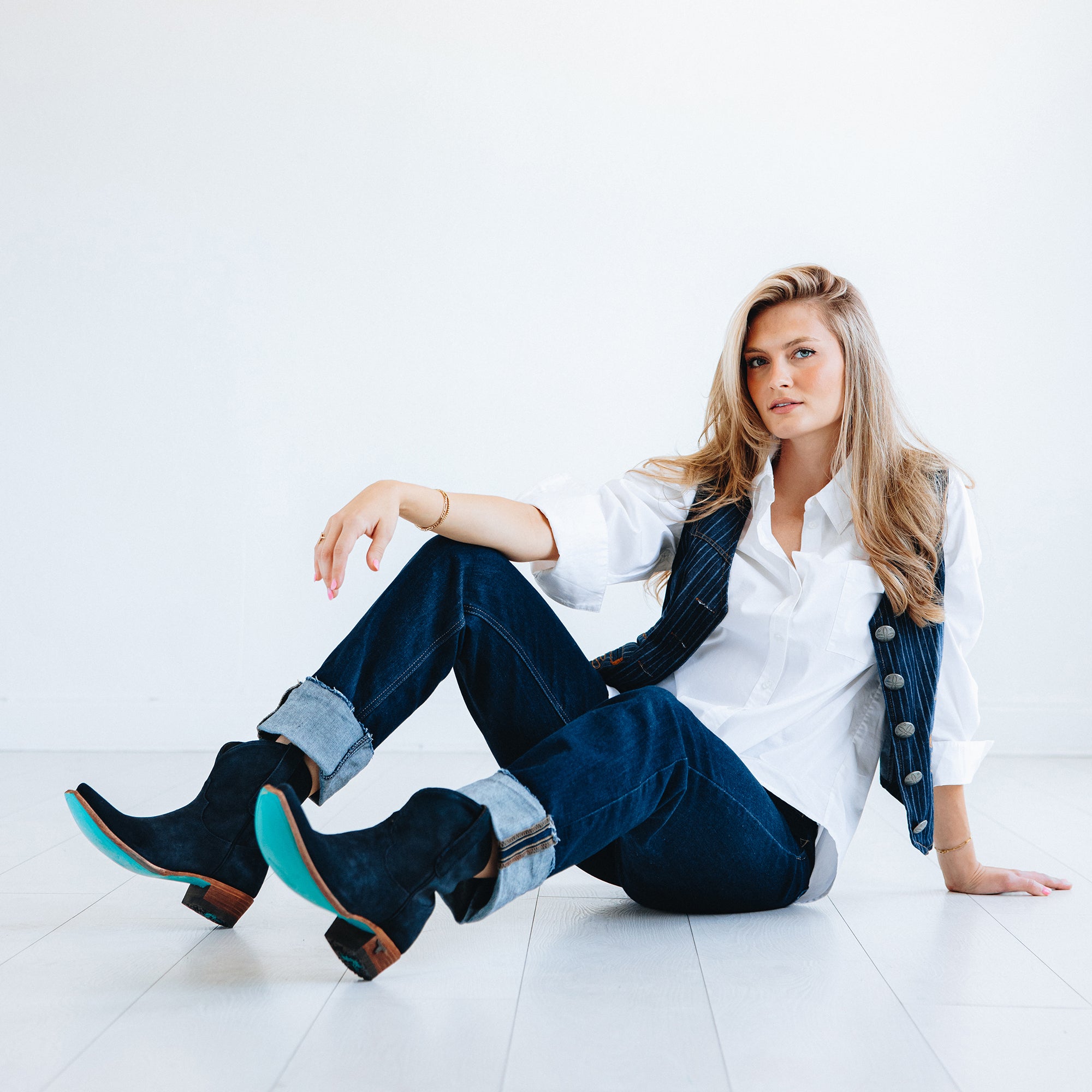 Emma Jane Bootie - Navy Suede Ladies Bootie Western Fashion by Lane
