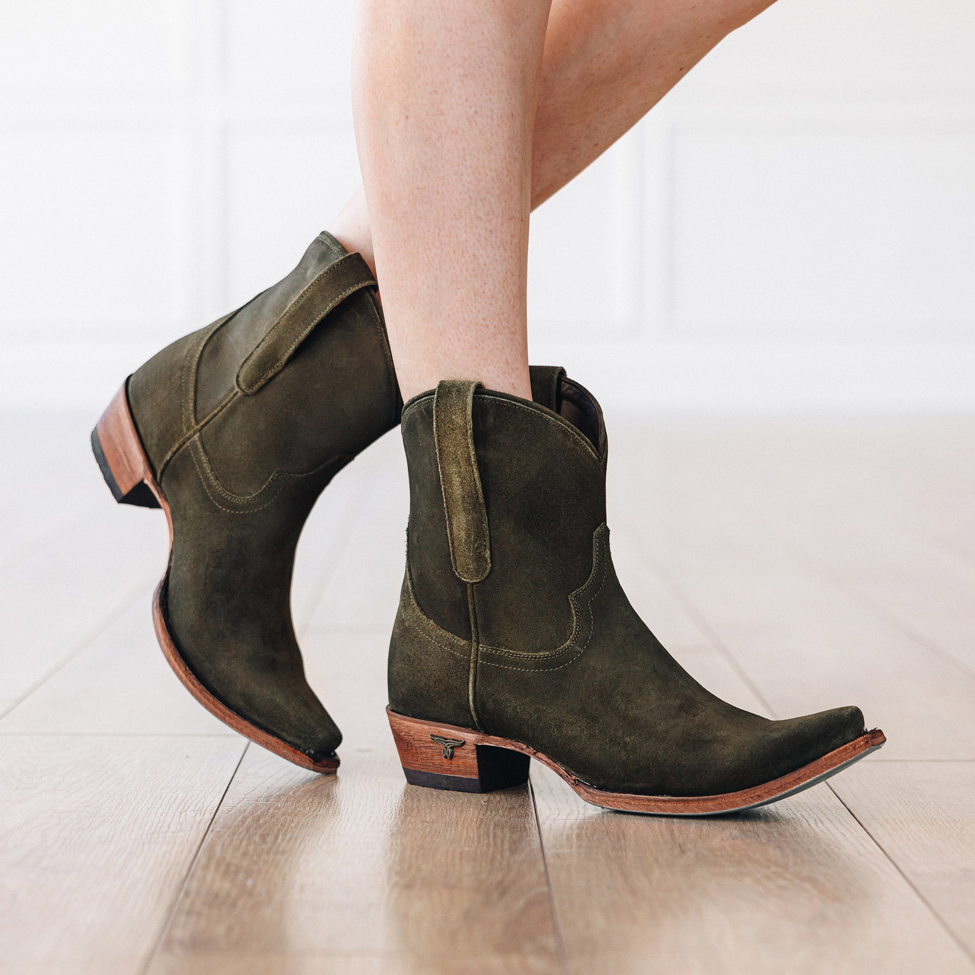 Emma Jane Bootie - Olive Suede Ladies Bootie Western Fashion by Lane