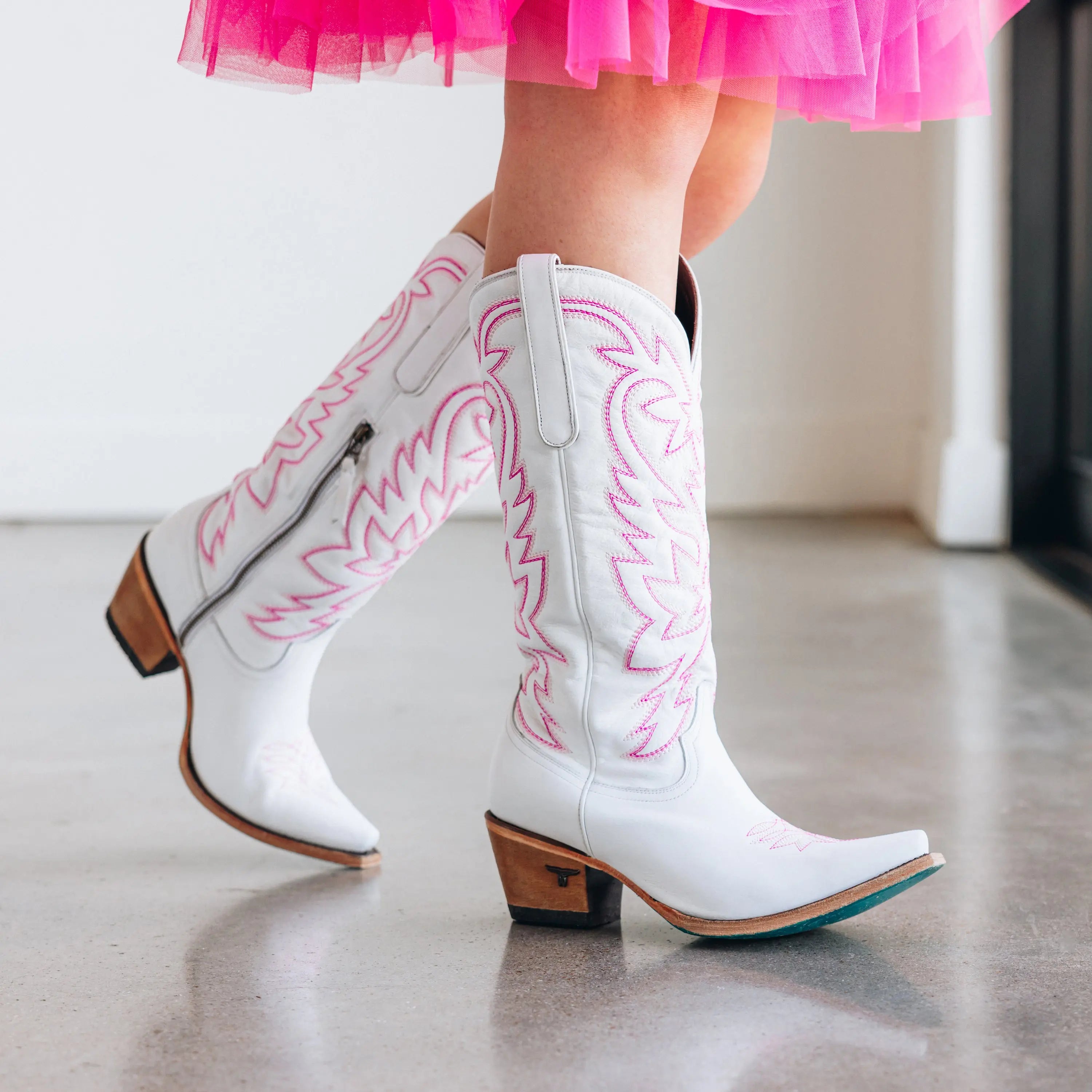 Smokeshow Boot - Matte White and Neon Pink Ladies Boot Western Fashion by Lane