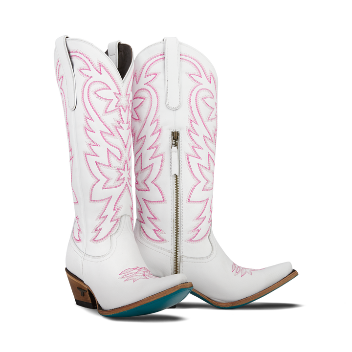 Smokeshow Boot - Matte White and Neon Pink