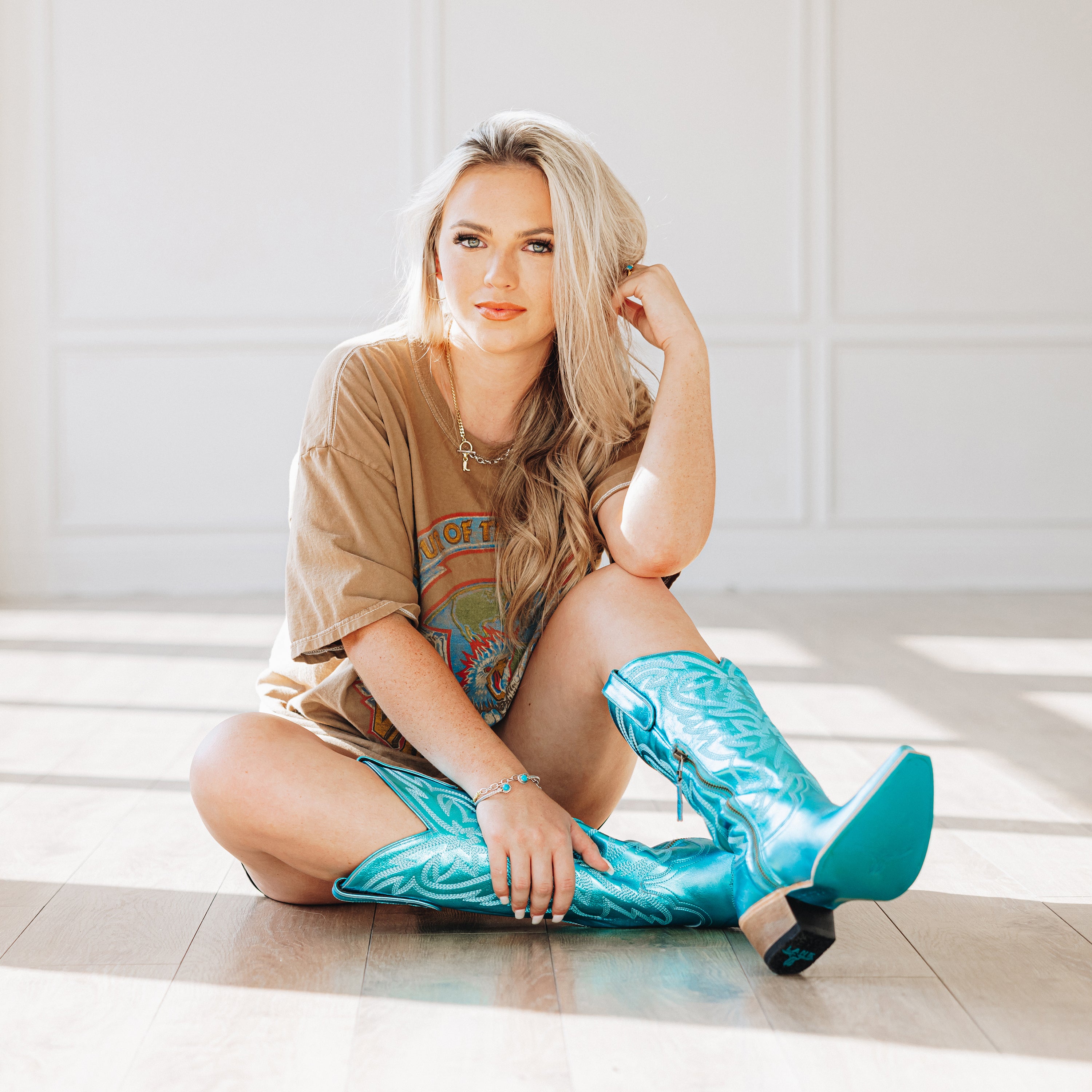 Smokeshow Boot - Turquoise Metallic Ladies Boot Western Fashion by Lane