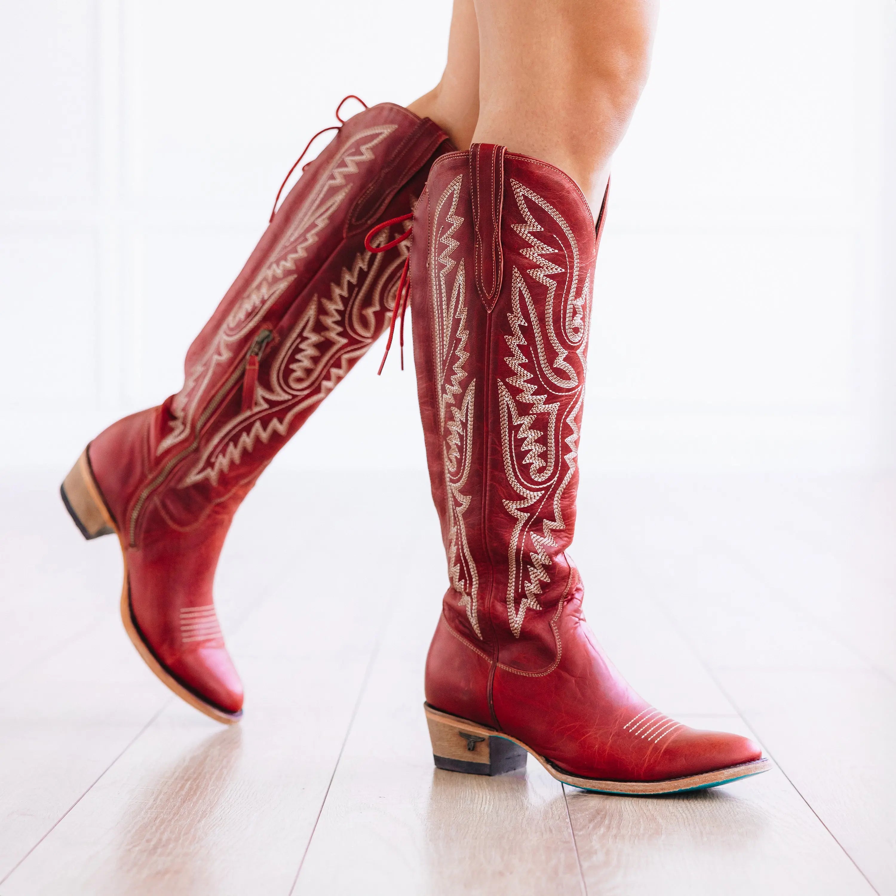 Monica Knee High Corset - Smoldering Ruby Ladies Boot Western Fashion by Lane