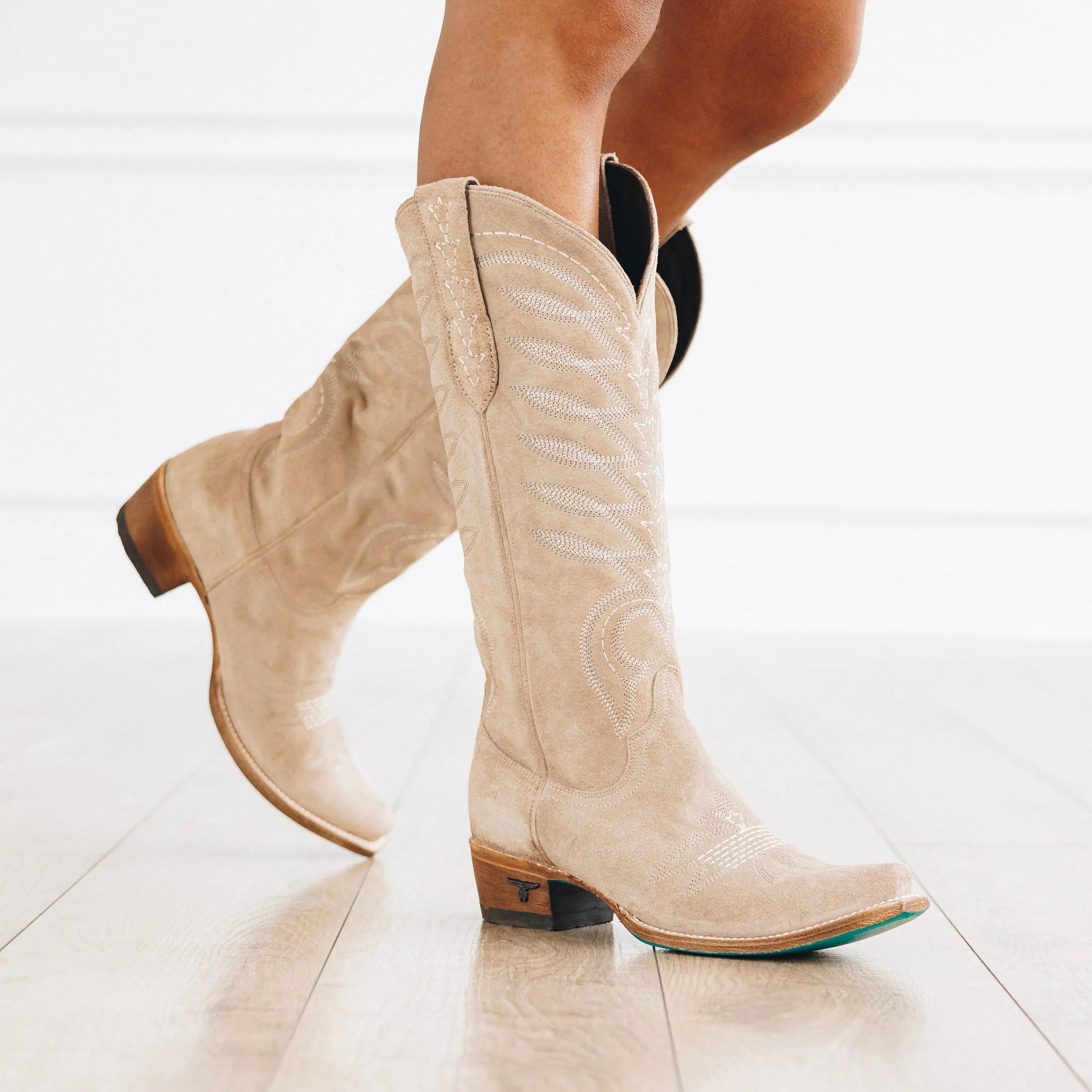 Squash Blossom Boot - Latte Suede Ladies Boot Western Fashion by Lane