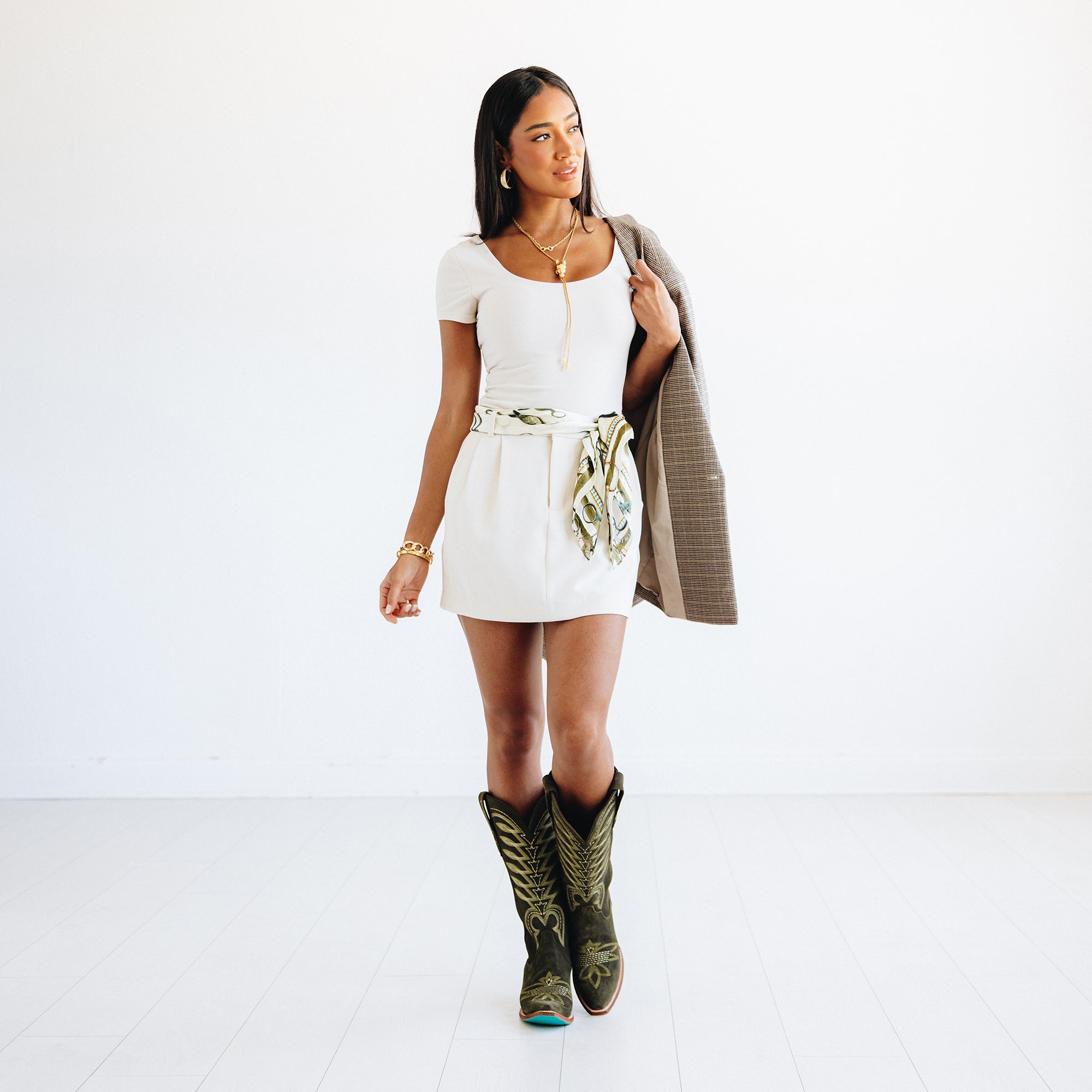 Squash Blossom Boot - Olive Suede Ladies Boot Western Fashion by Lane
