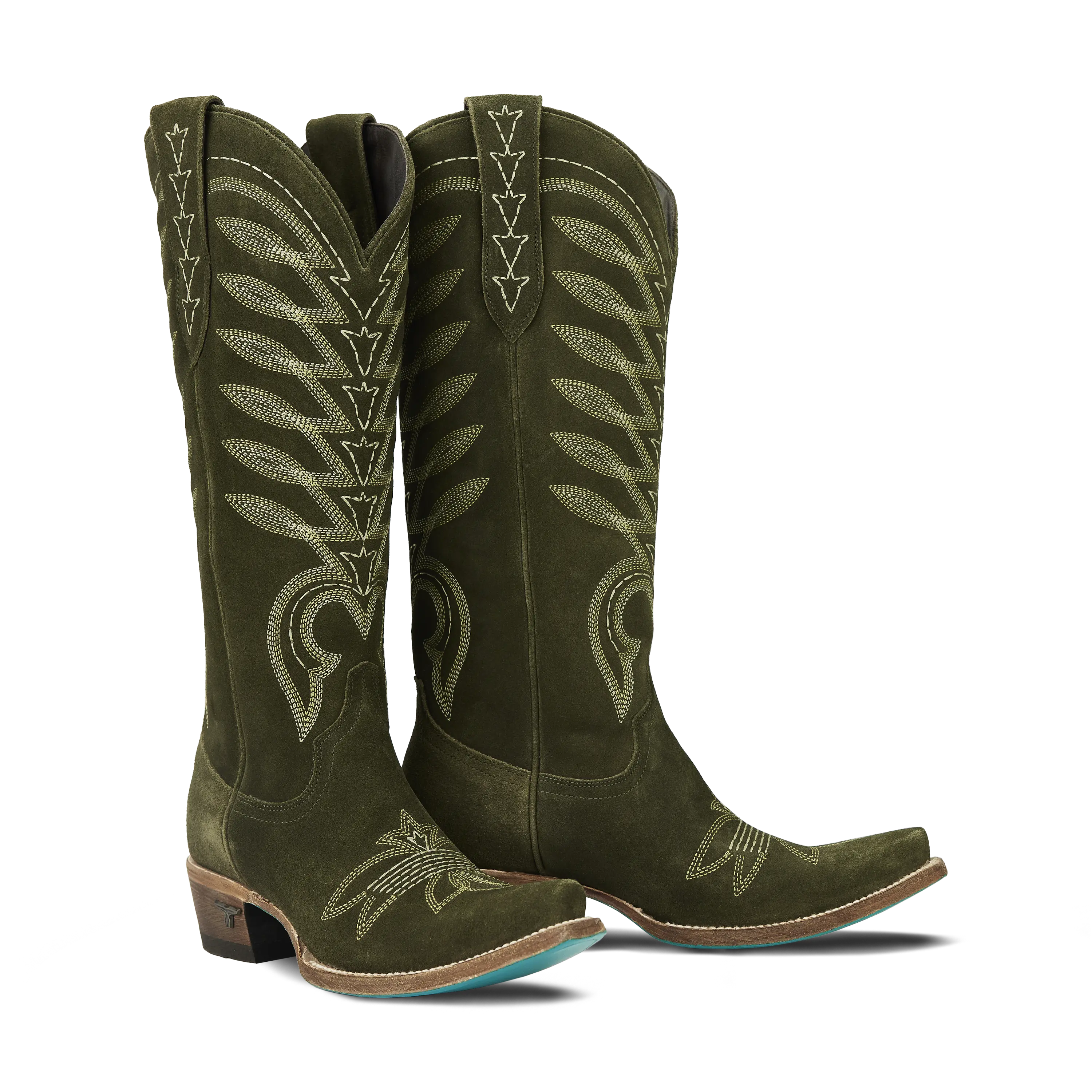 Squash Blossom Boot - Olive Suede Ladies Boot Olive Suede Western Fashion by Lane