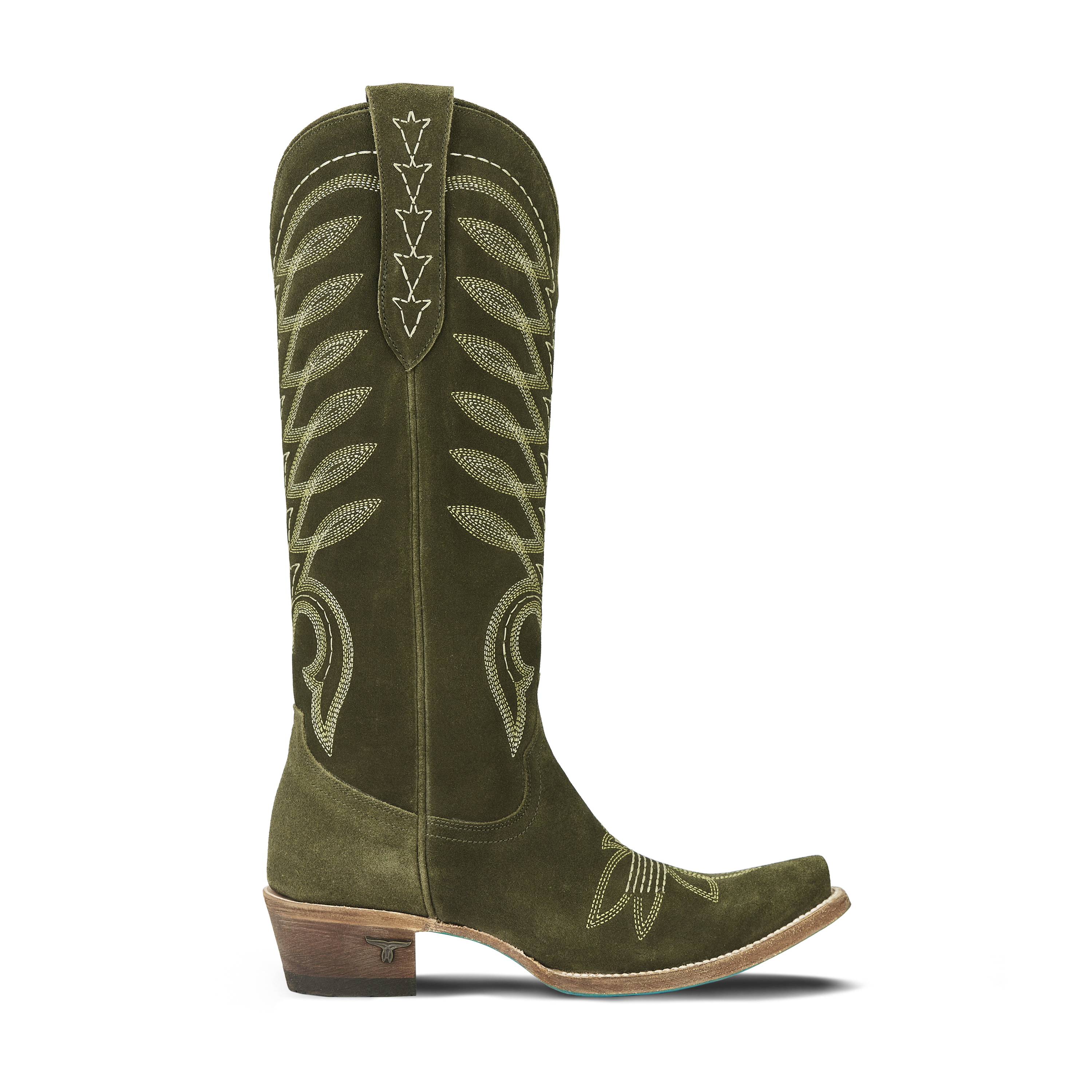 Squash Blossom Boot - Olive Suede Ladies Boot Western Fashion by Lane