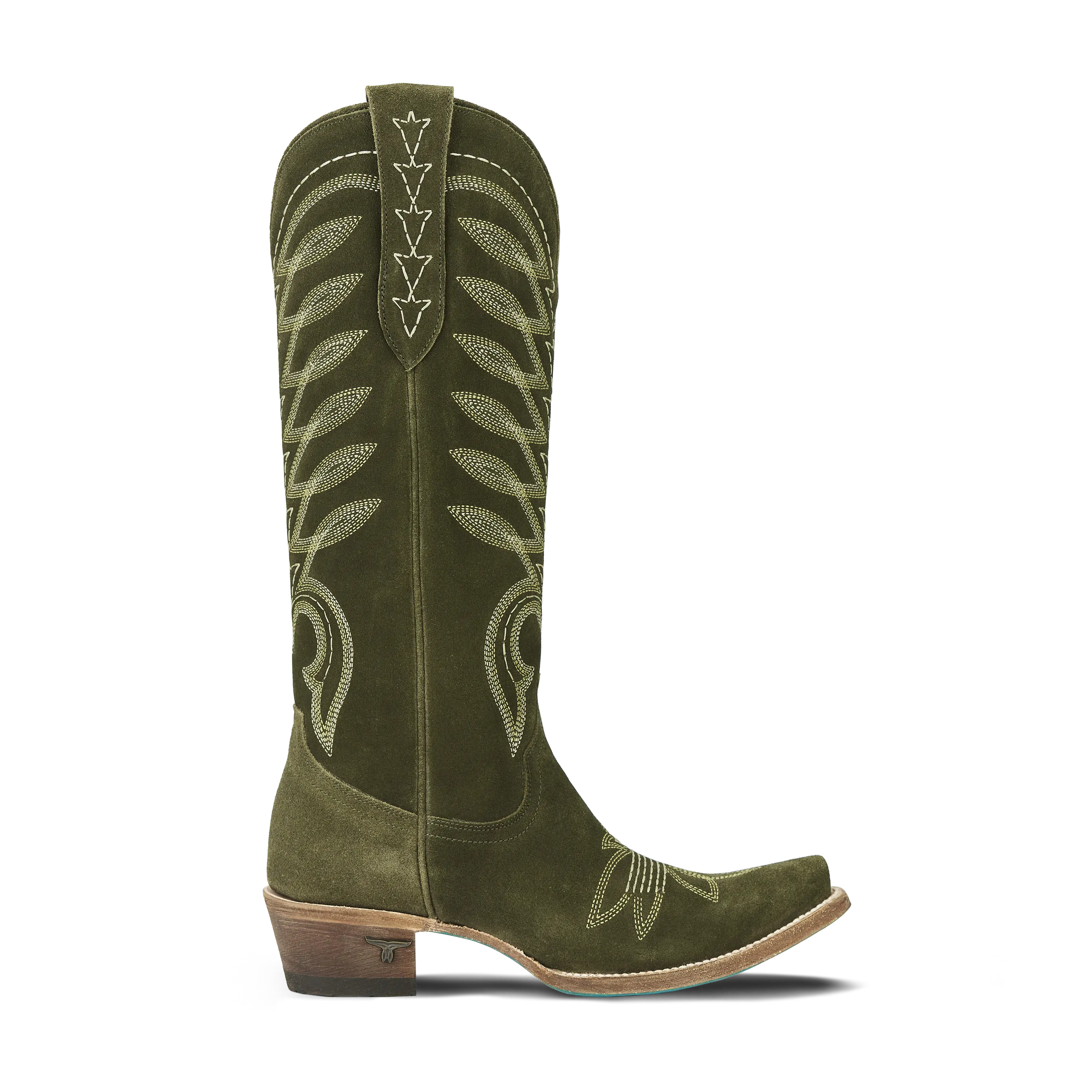Squash Blossom Boot - Olive Suede Ladies Boot Western Fashion by Lane
