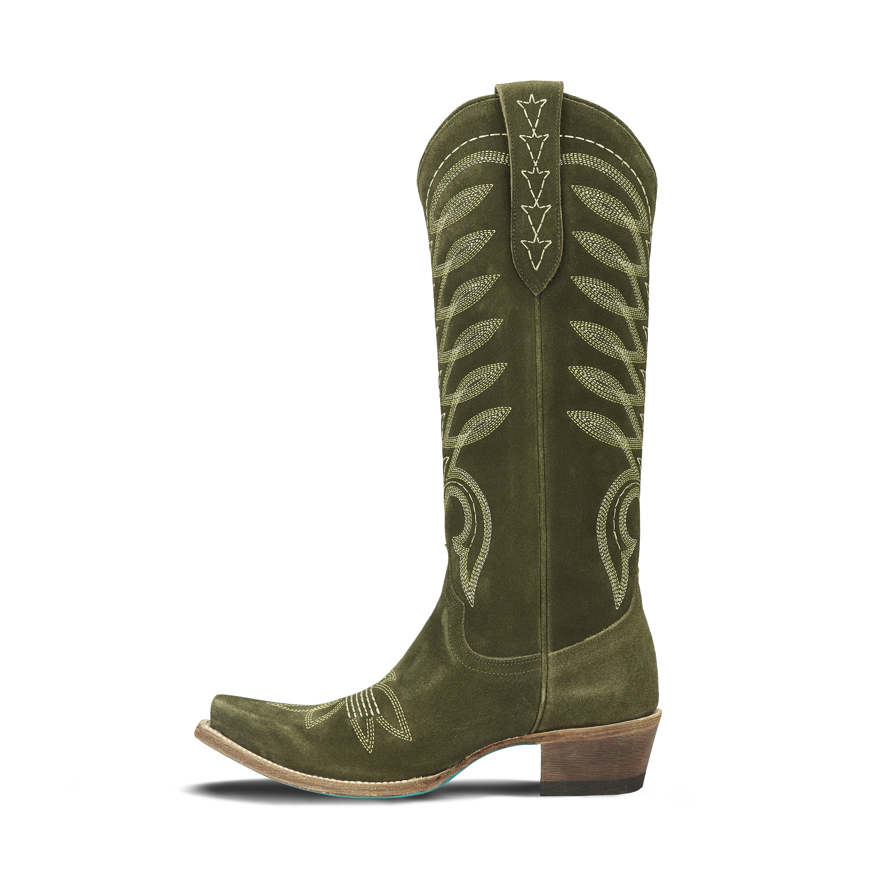 Squash Blossom Boot - Olive Suede Ladies Boot Western Fashion by Lane