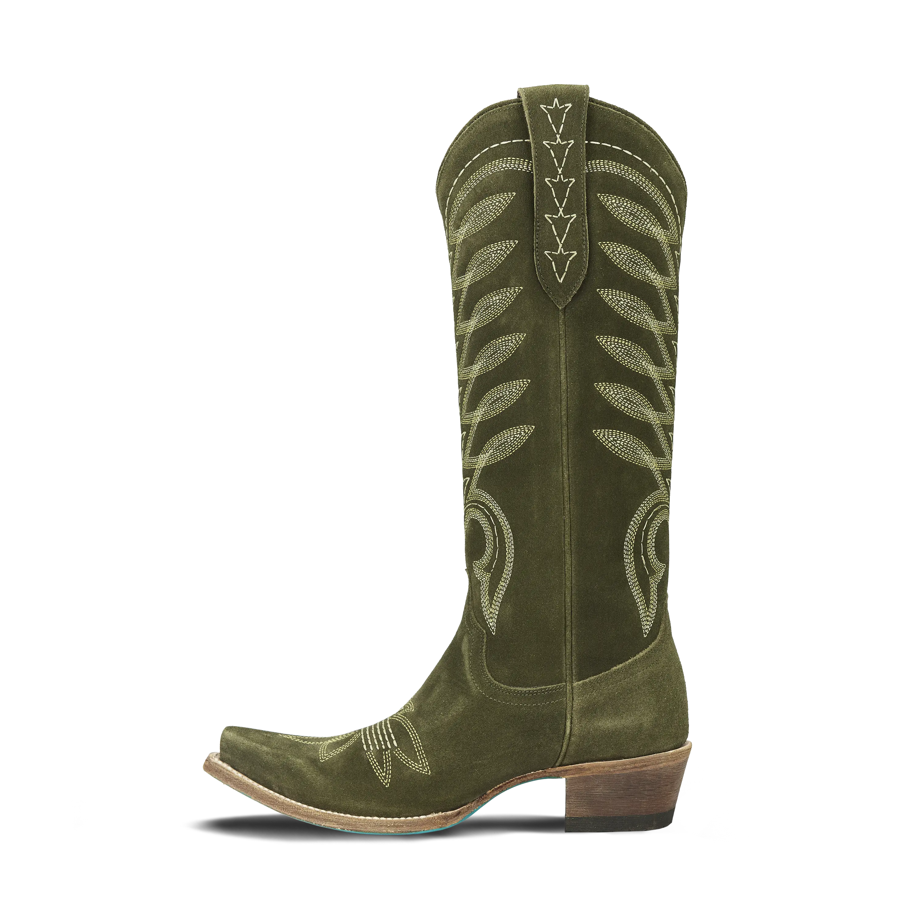 Squash Blossom Boot - Olive Suede Ladies Boot Western Fashion by Lane