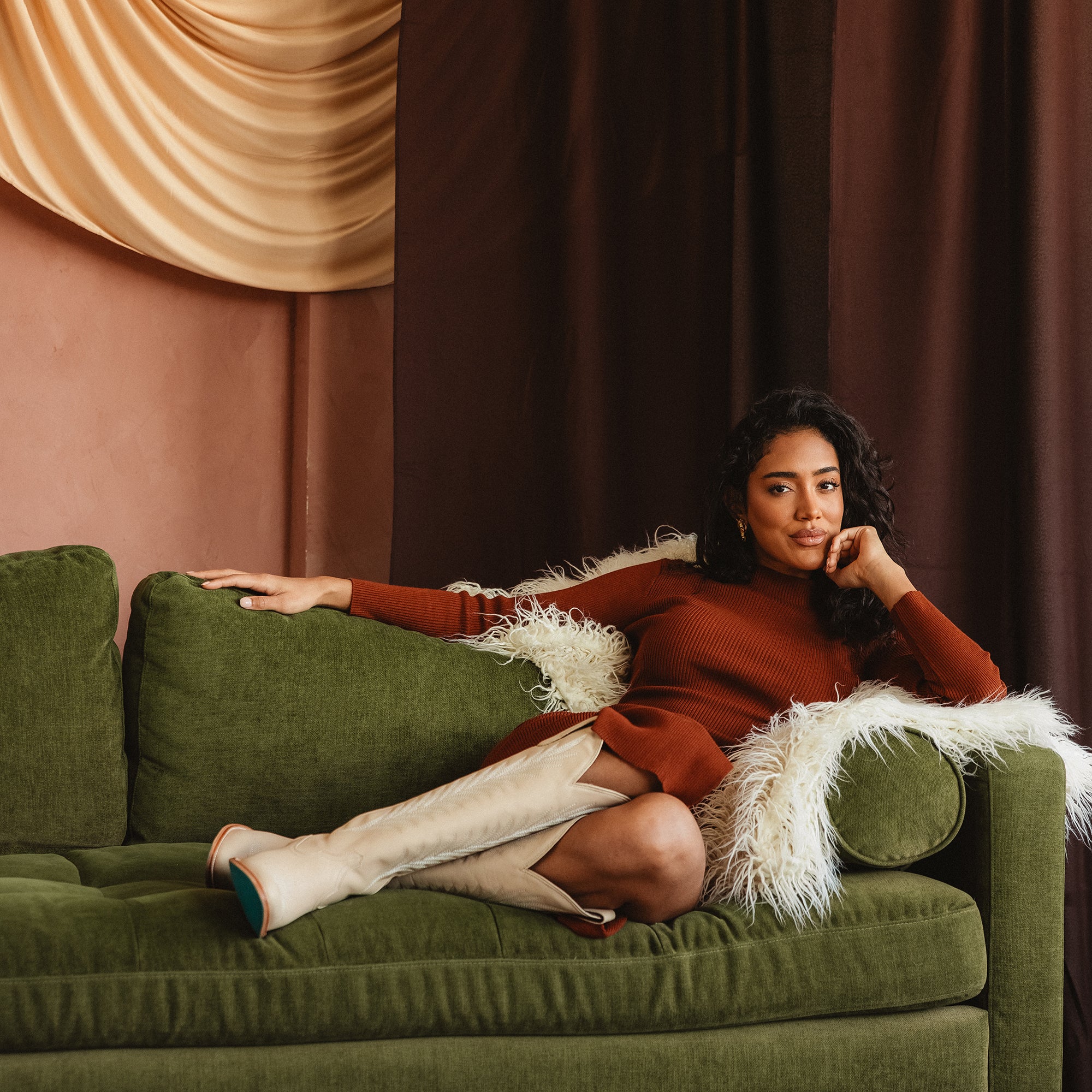 Jentry Knee High Boot - Pale Ivory Ladies Boot Western Fashion by Lane