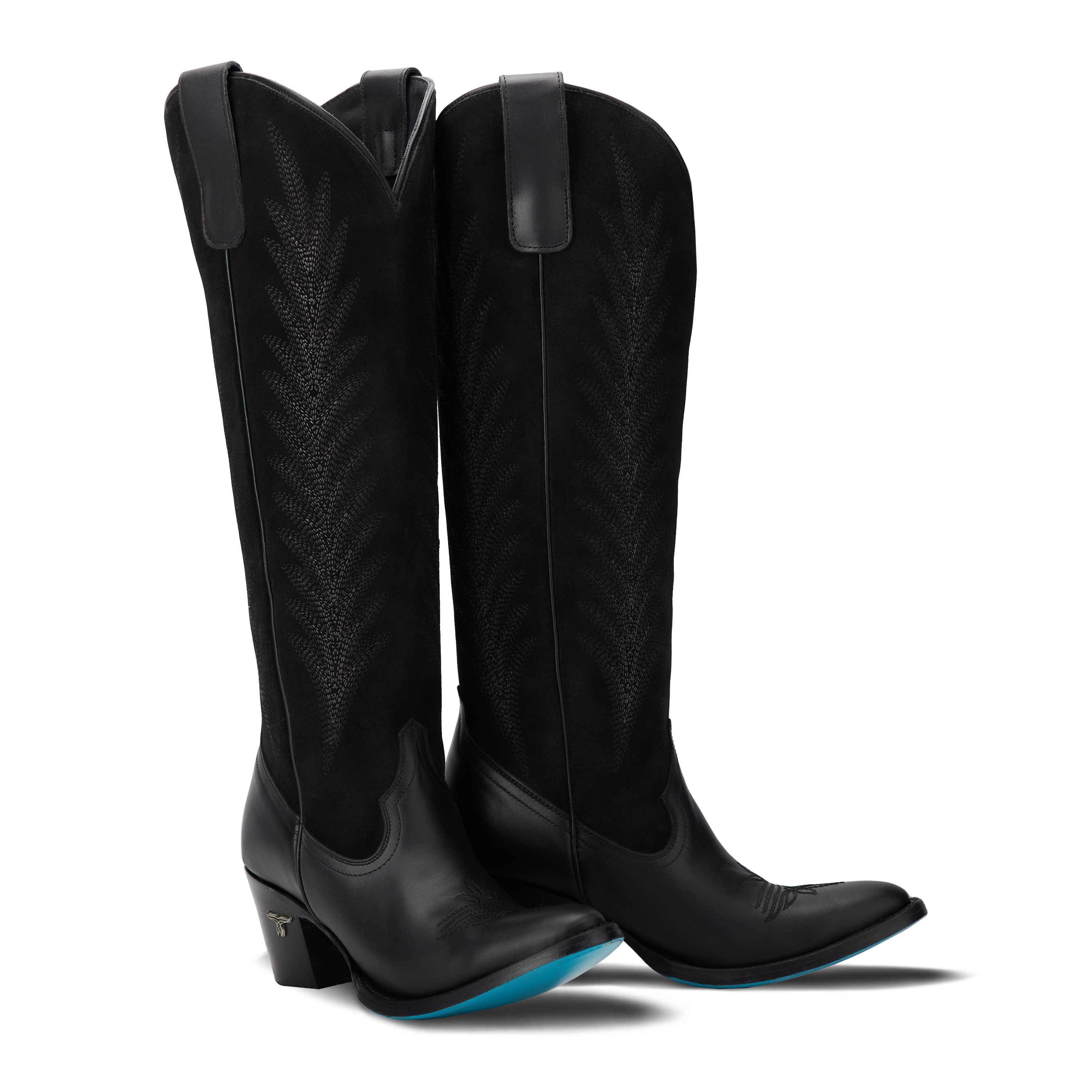 Jentry Knee High Boot - Jet Black & Soft Black Suede Ladies Boot Jet Black Western Fashion by Lane
