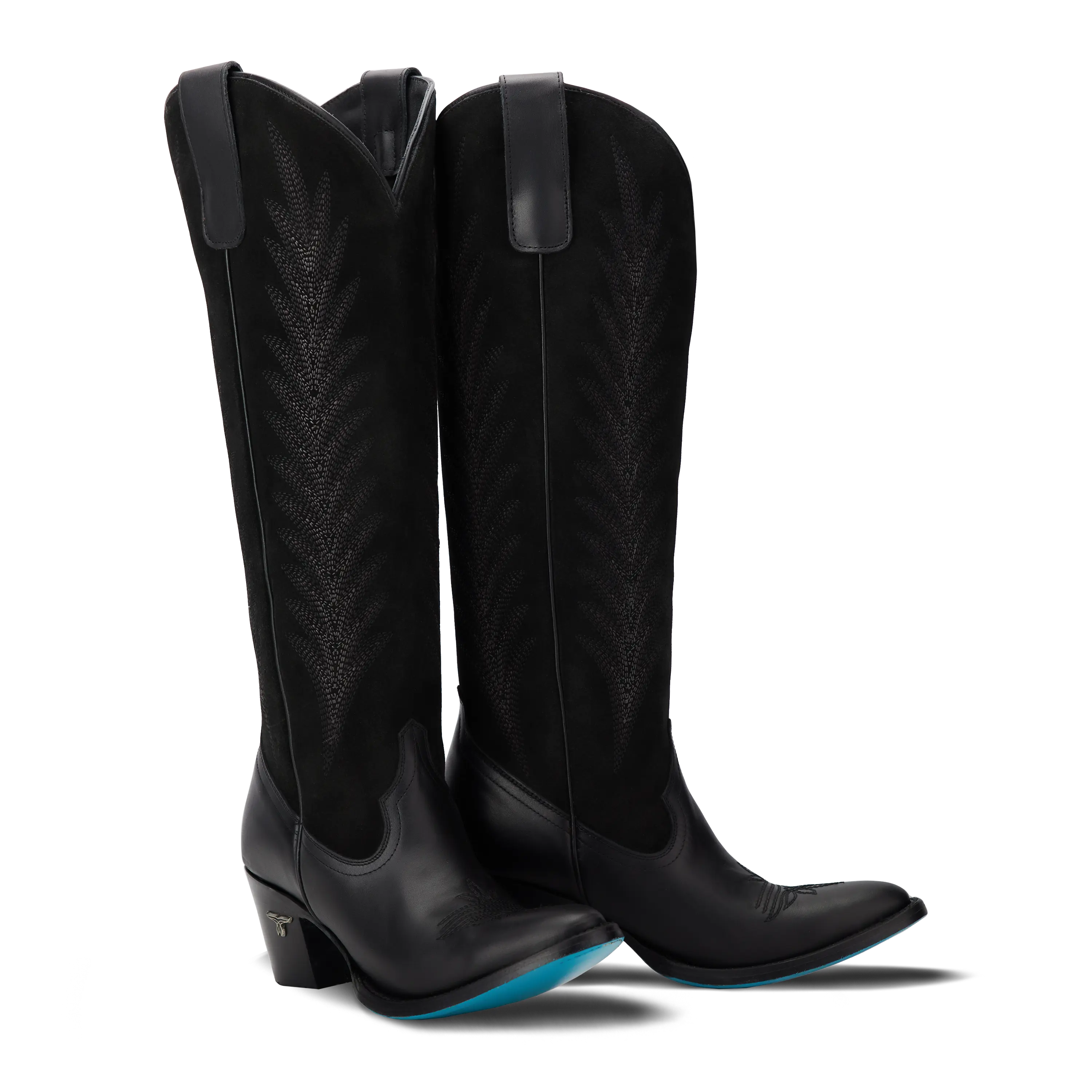 Jentry Knee High Boot - Jet Black & Soft Black Suede Ladies Boot Jet Black Western Fashion by Lane