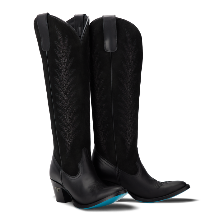 Jentry Knee High Boot - Jet Black & Soft Black Suede