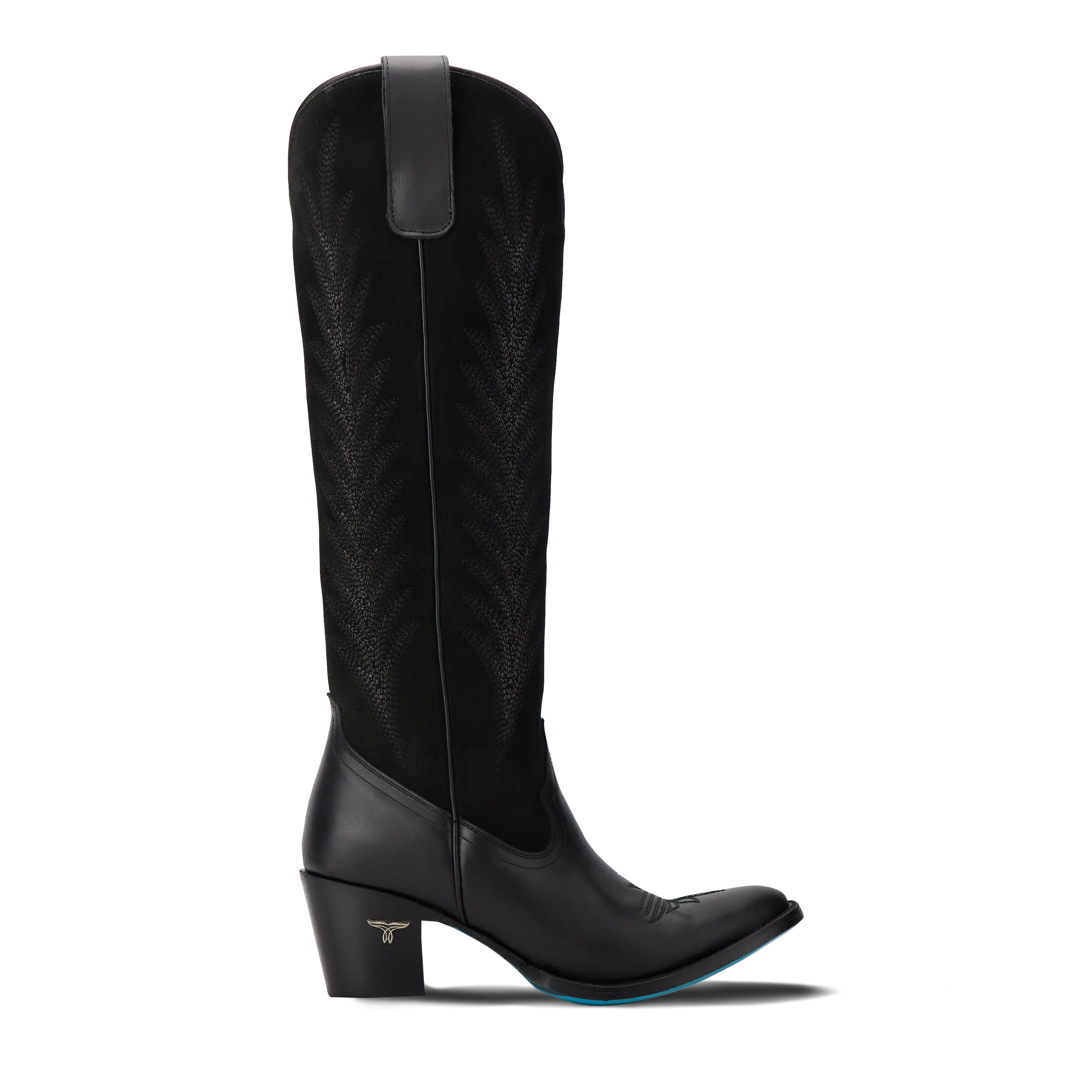 Jentry Knee High Boot - Jet Black & Soft Black Suede Ladies Boot Western Fashion by Lane