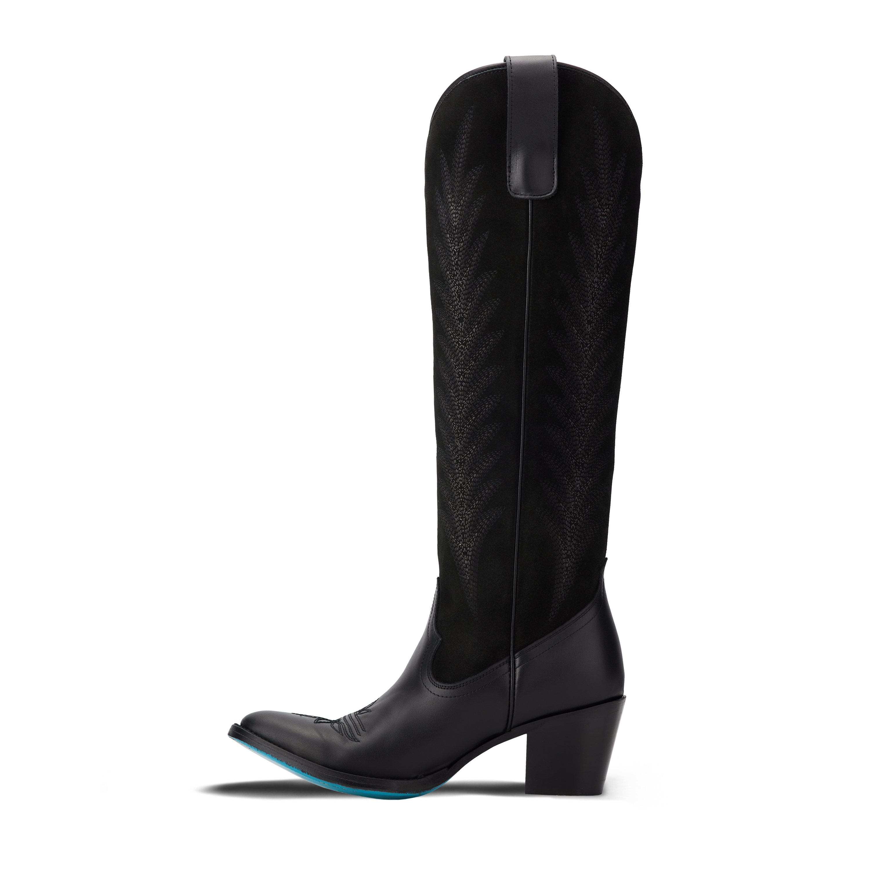 Jentry Knee High Boot - Jet Black & Soft Black Suede Ladies Boot Western Fashion by Lane