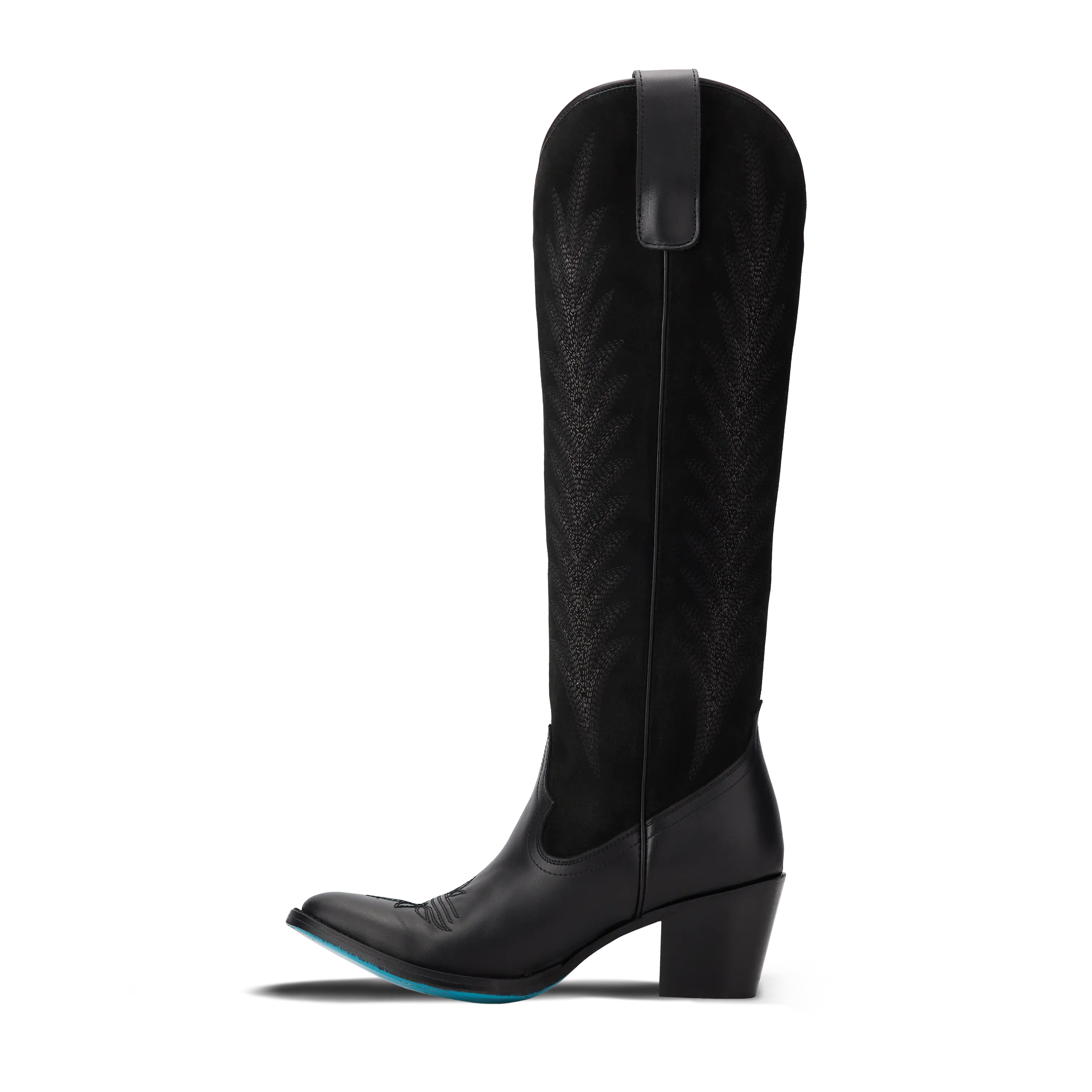 Jentry Knee High Boot - Jet Black & Soft Black Suede Ladies Boot Western Fashion by Lane
