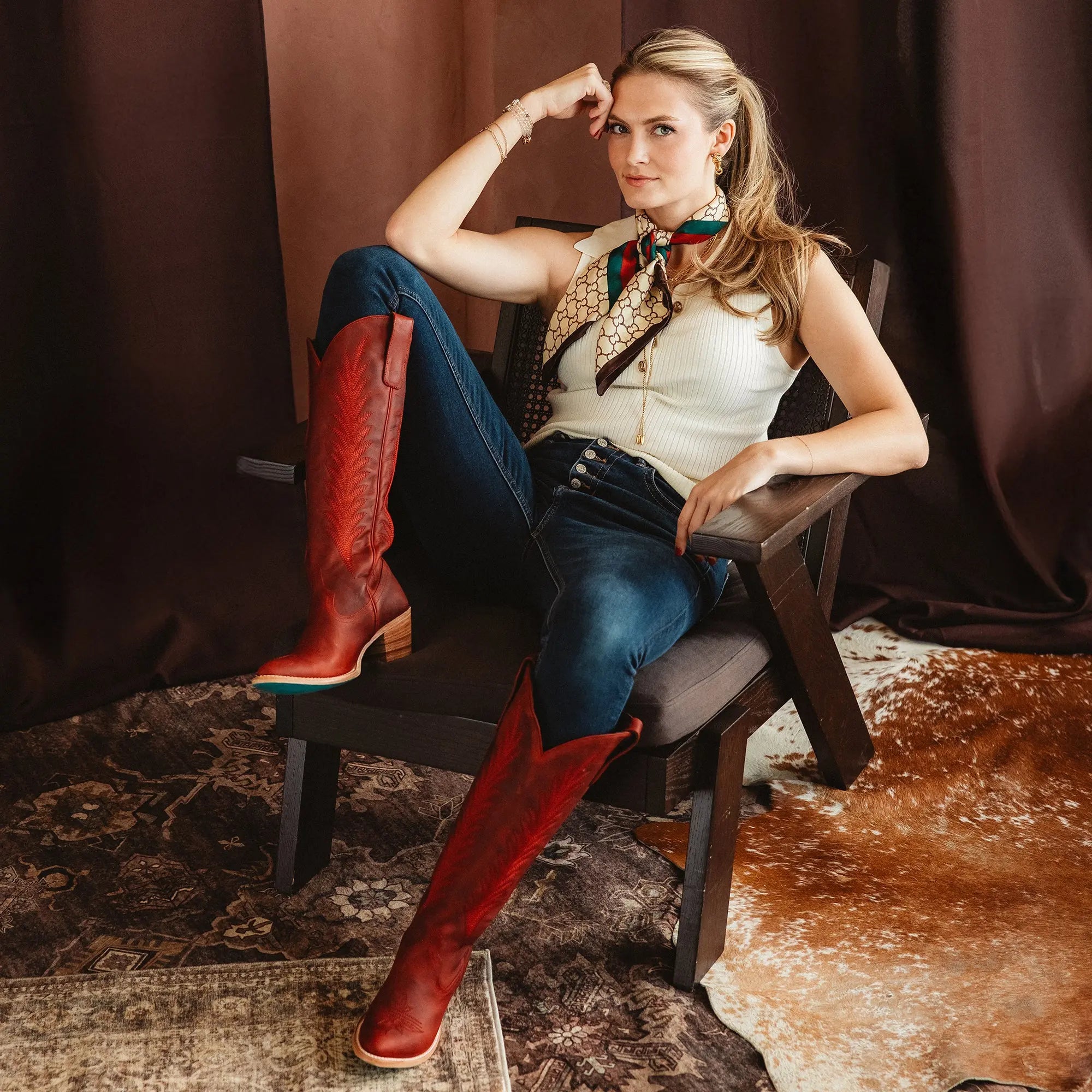 Jentry Knee High Boot - Smoldering Ruby Ladies Boot Western Fashion by Lane