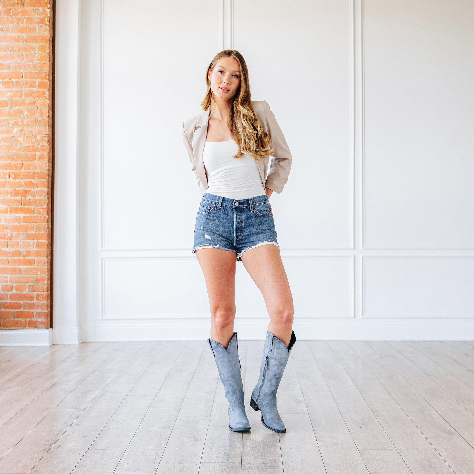 Plain Jane Boot - Washed Denim Ladies Boot Western Fashion by Lane