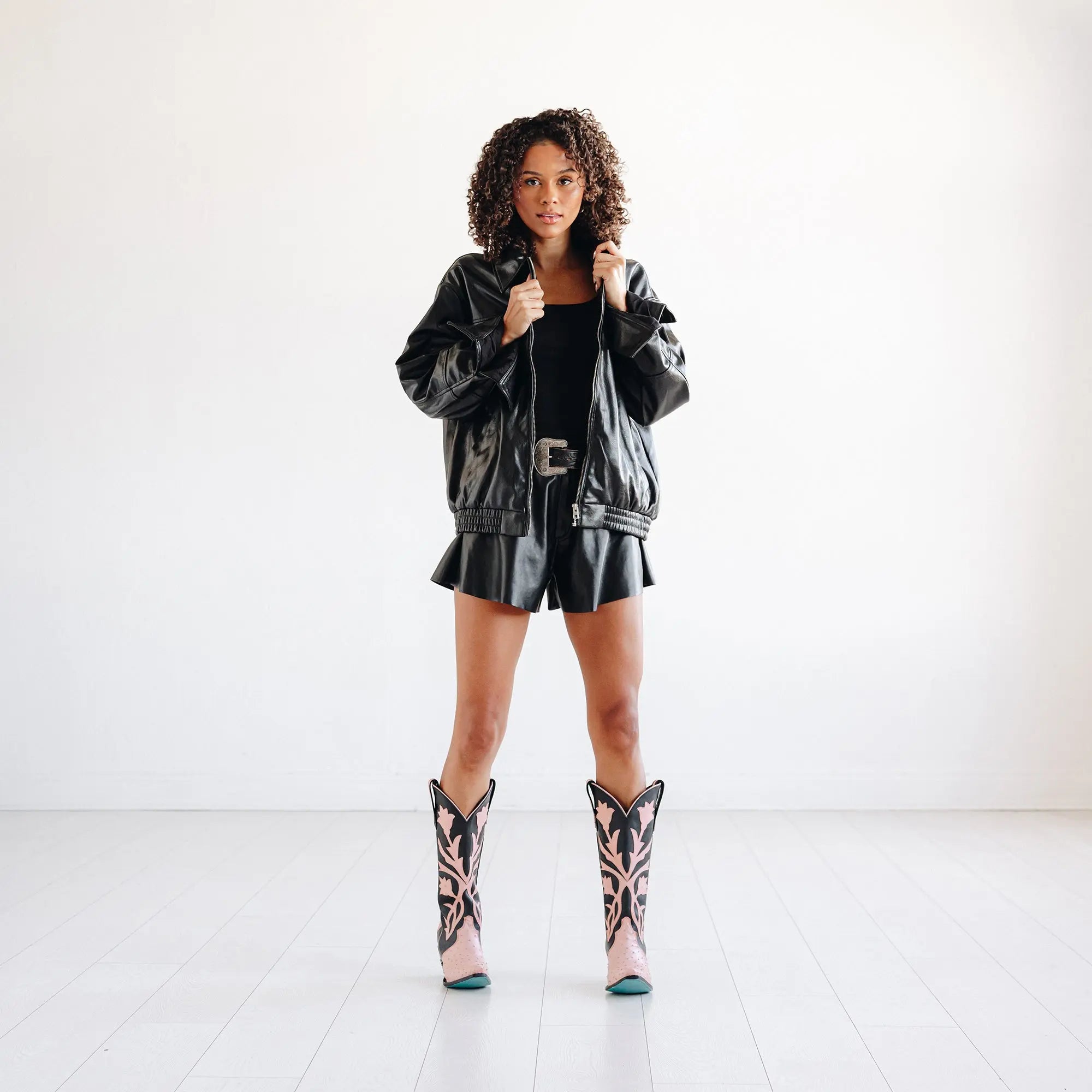 Jolene Exotic Boot - Blush Ostrich & Jet Black Ladies Boot Western Fashion by Lane