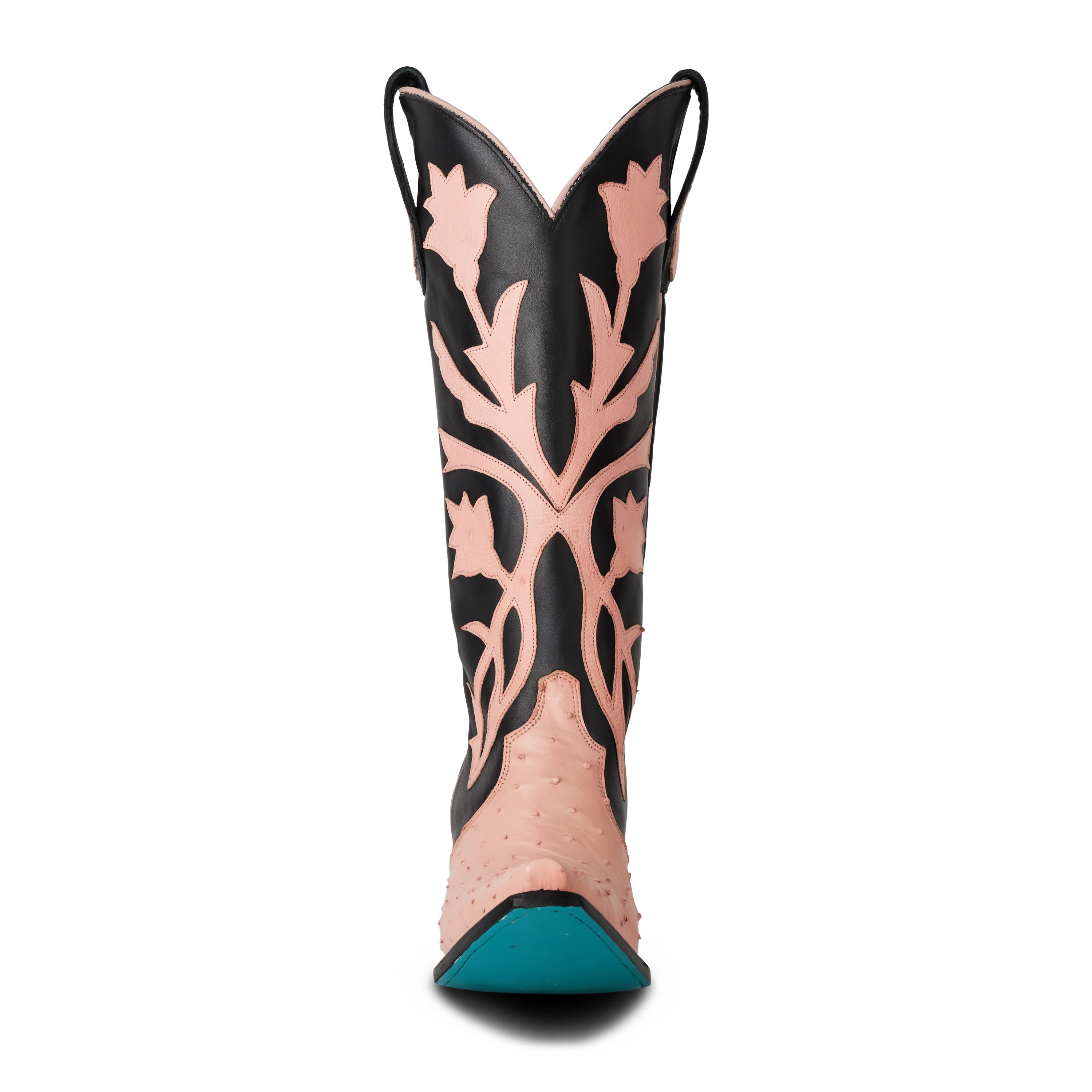 Jolene Exotic Boot - Blush Ostrich & Jet Black Ladies Boot Western Fashion by Lane