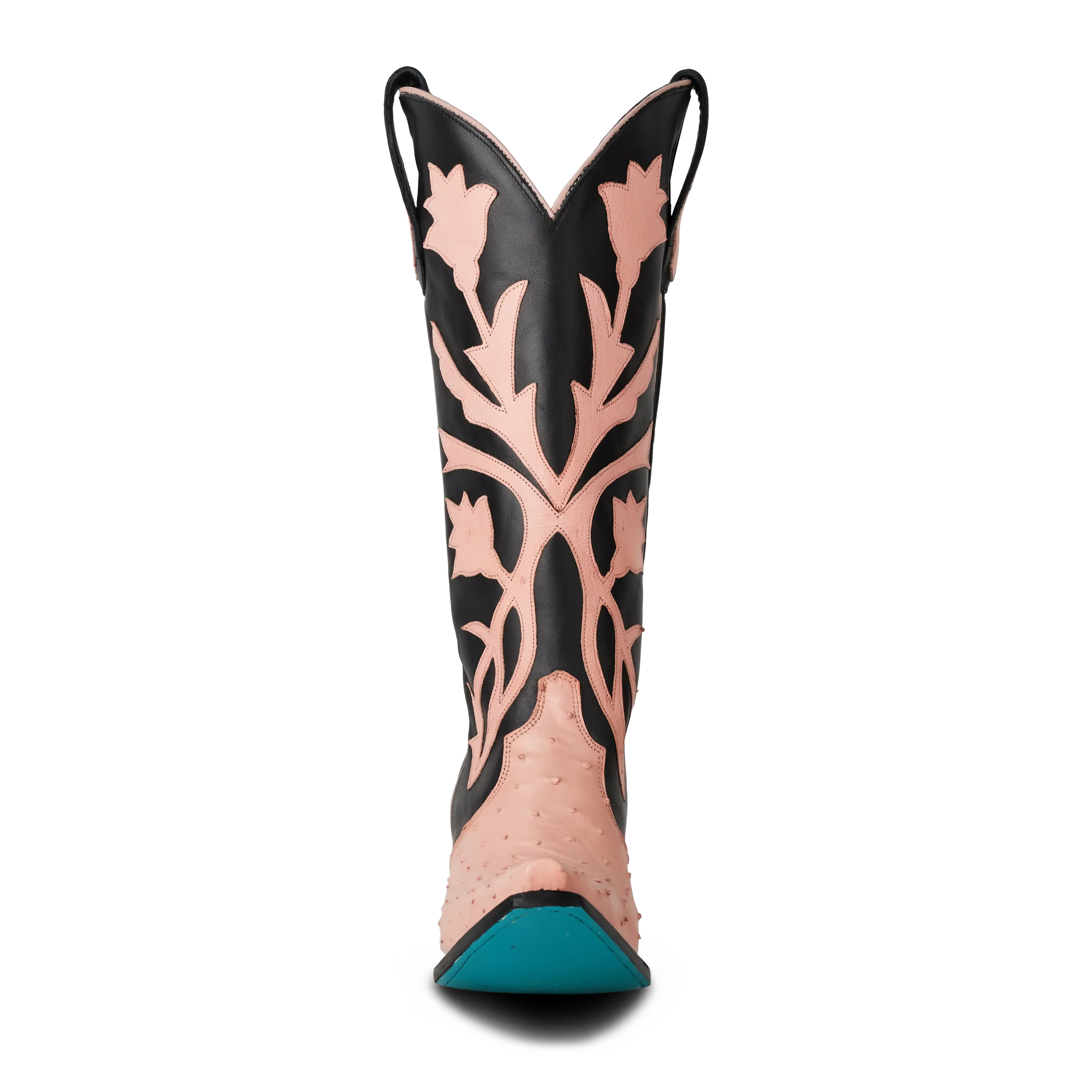 Jolene Exotic Boot - Blush Ostrich & Jet Black Ladies Boot Western Fashion by Lane