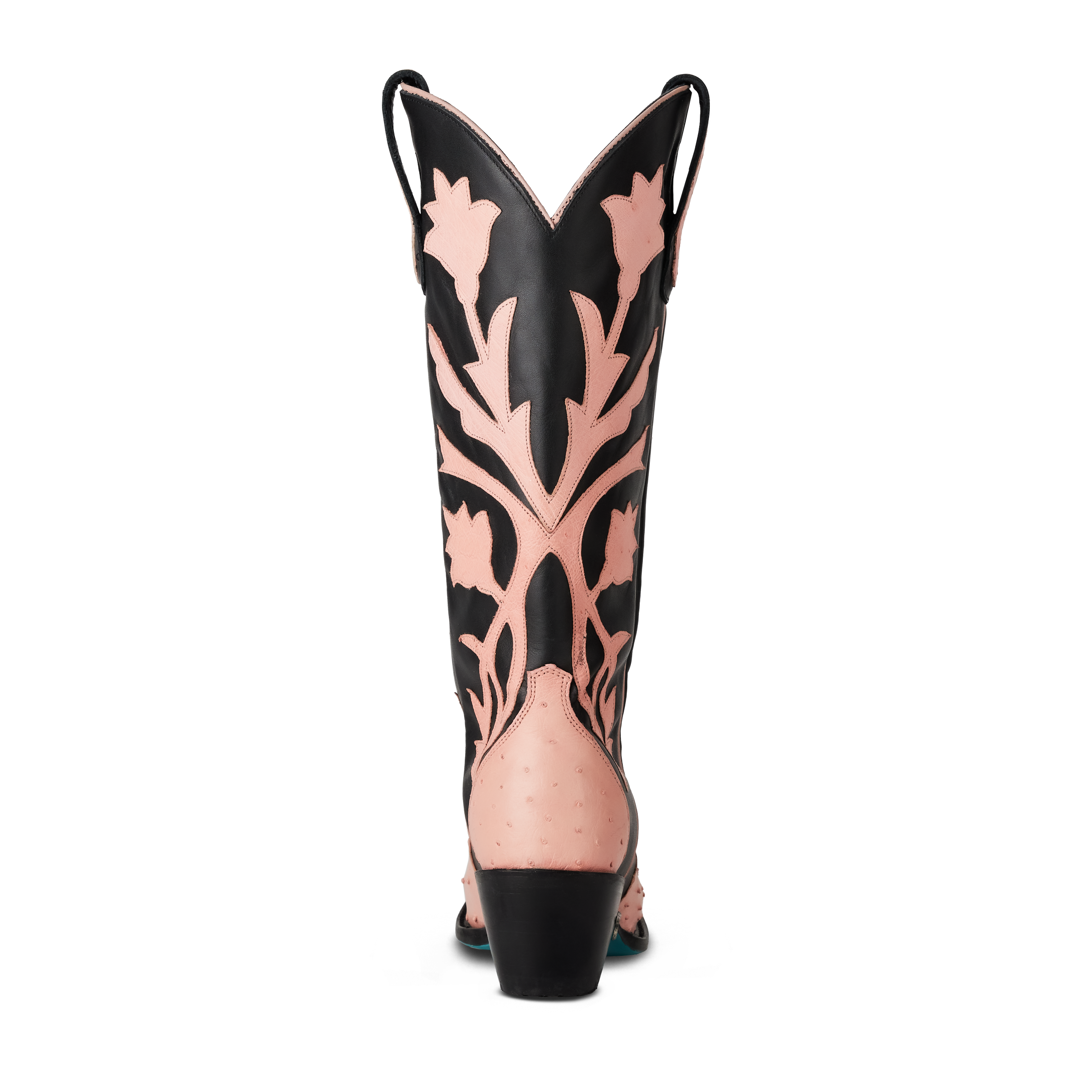 Jolene Exotic Boot - Blush Ostrich & Jet Black Ladies Boot Western Fashion by Lane
