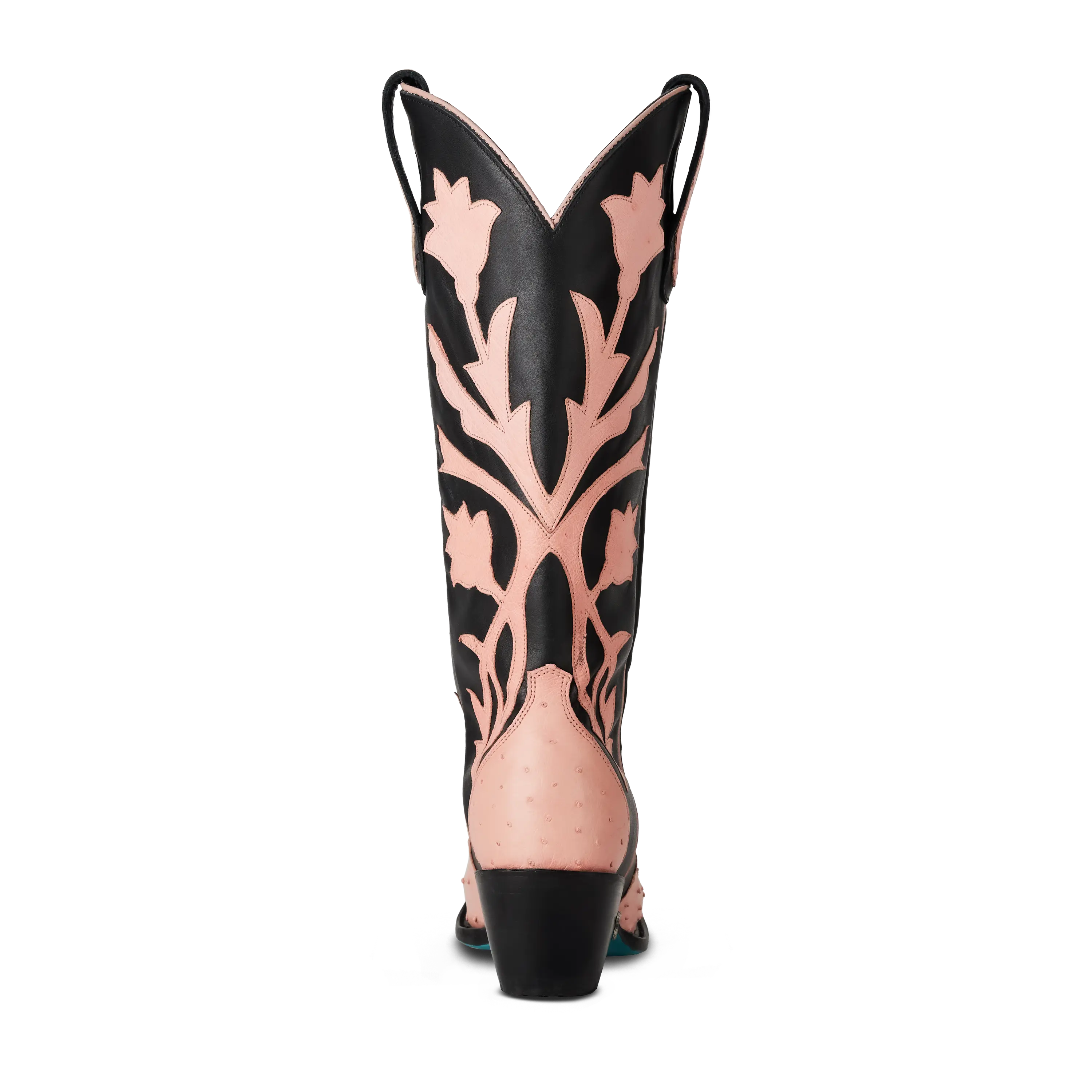 Jolene Exotic Boot - Blush Ostrich & Jet Black Ladies Boot Western Fashion by Lane
