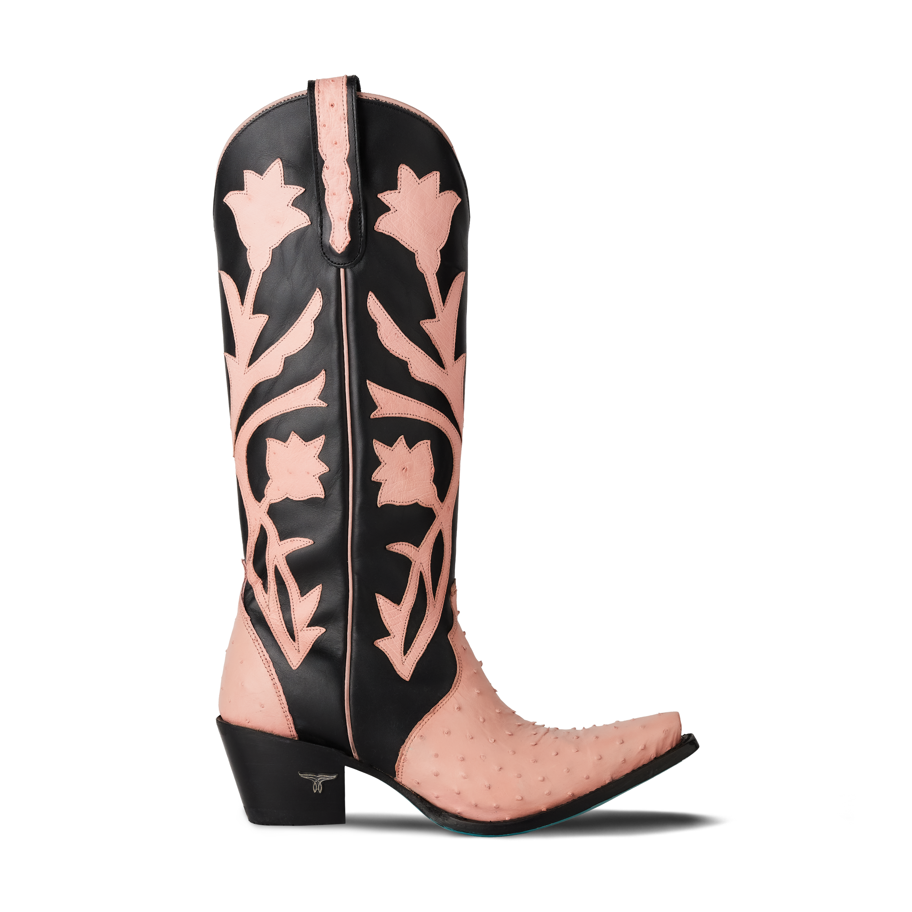 Jolene Exotic Boot - Blush Ostrich & Jet Black Ladies Boot Western Fashion by Lane