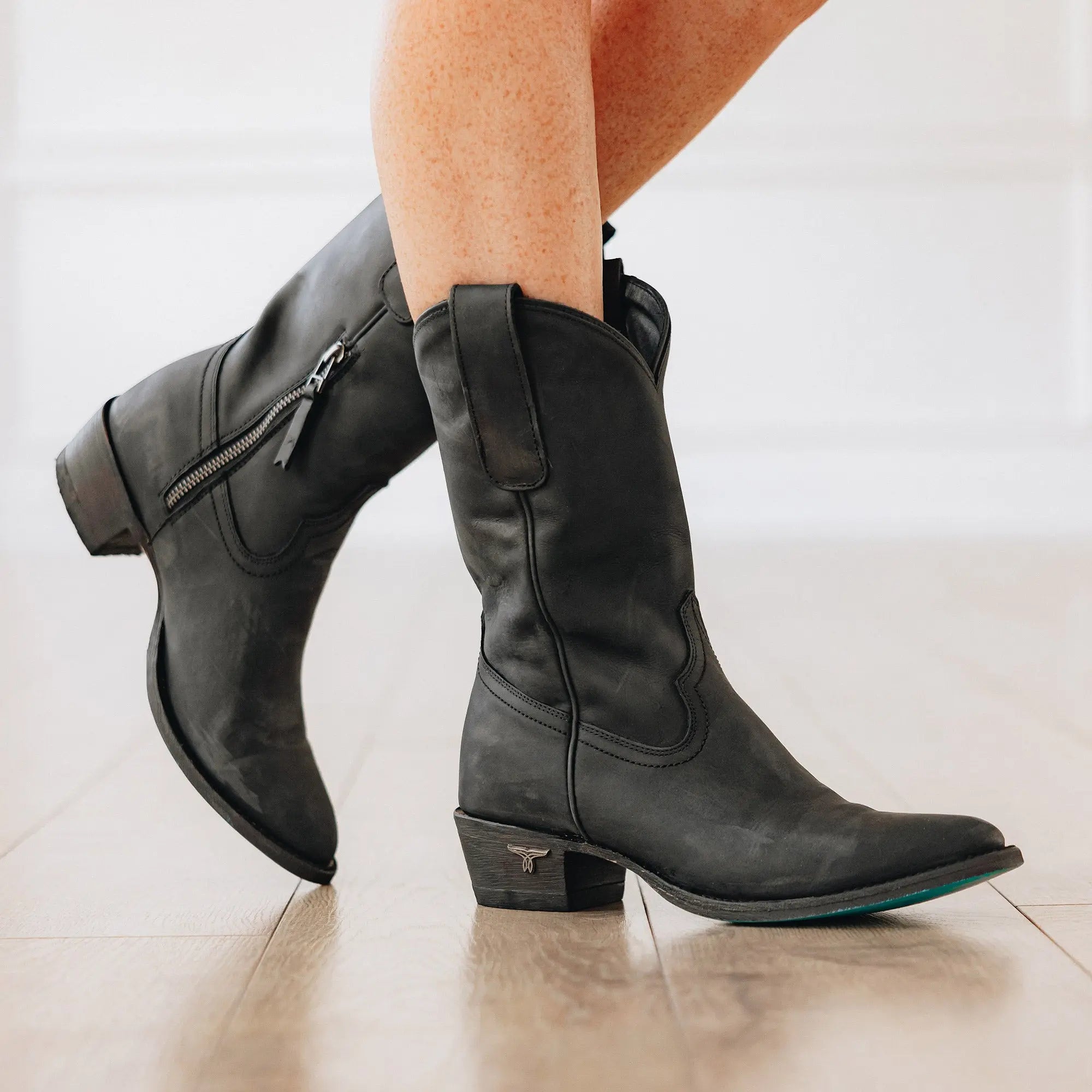 Plain Jane Midi - Matte Black Ladies Boot Western Fashion by Lane