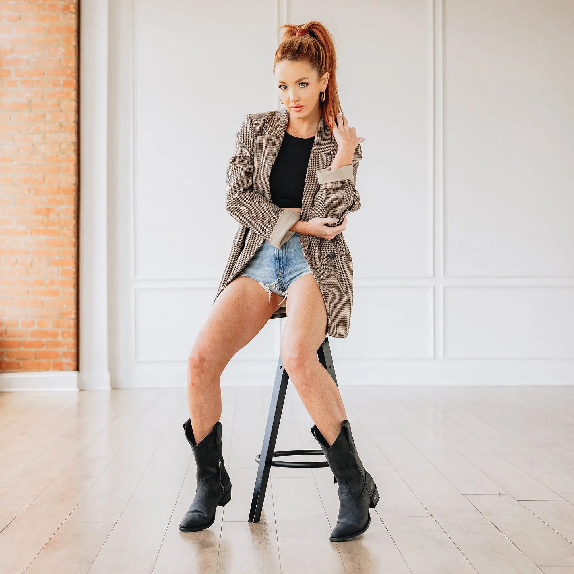 Plain Jane Midi - Matte Black Ladies Boot Western Fashion by Lane