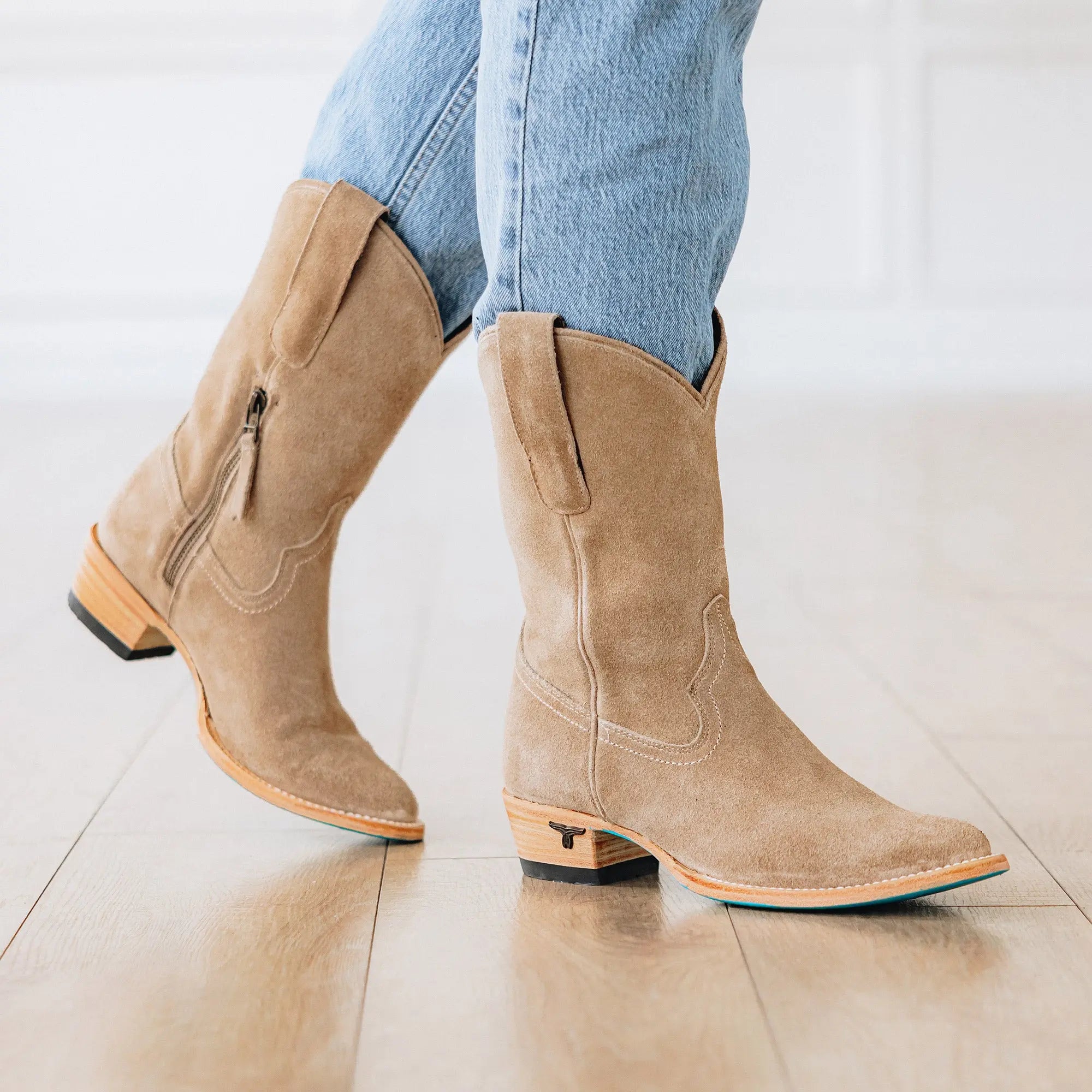 Plain Jane Midi - Latte Suede Ladies Boot Western Fashion by Lane