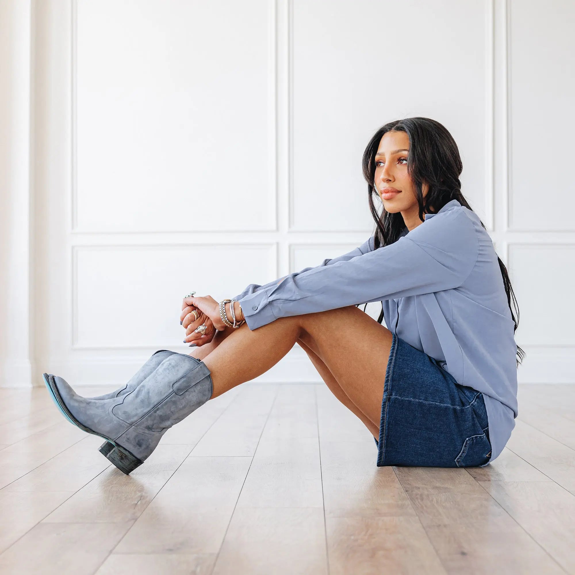 Plain Jane Midi - Washed Denim Ladies Boot Western Fashion by Lane