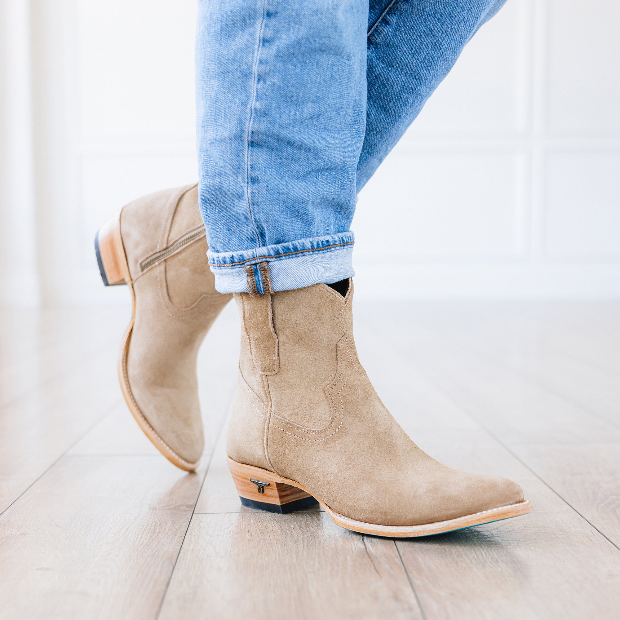 Plain Jane Bootie - Latte Suede Ladies Bootie Western Fashion by Lane