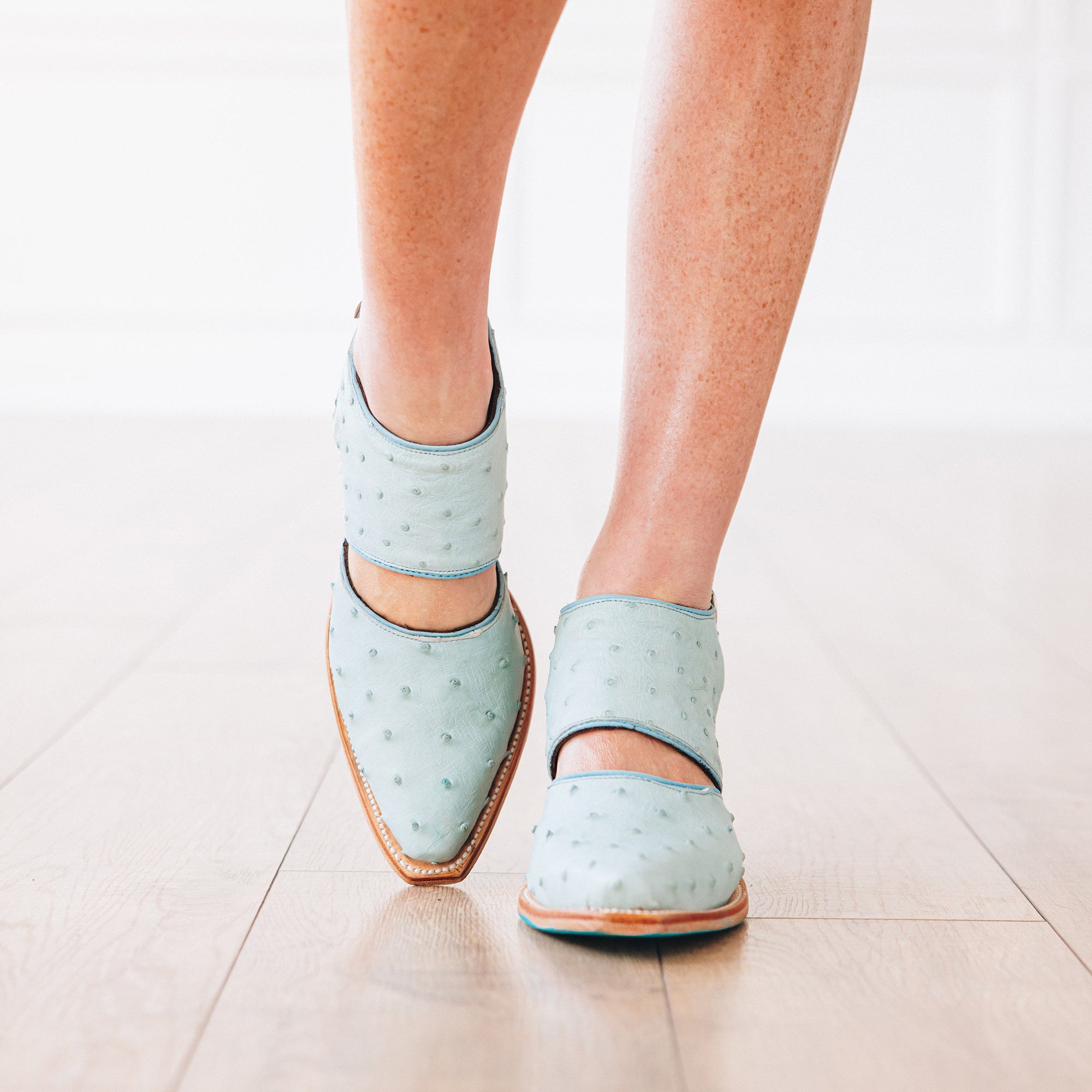 Plain Jane Slingback Mule - Powder Blue Ostrich Mule Western Fashion by Lane