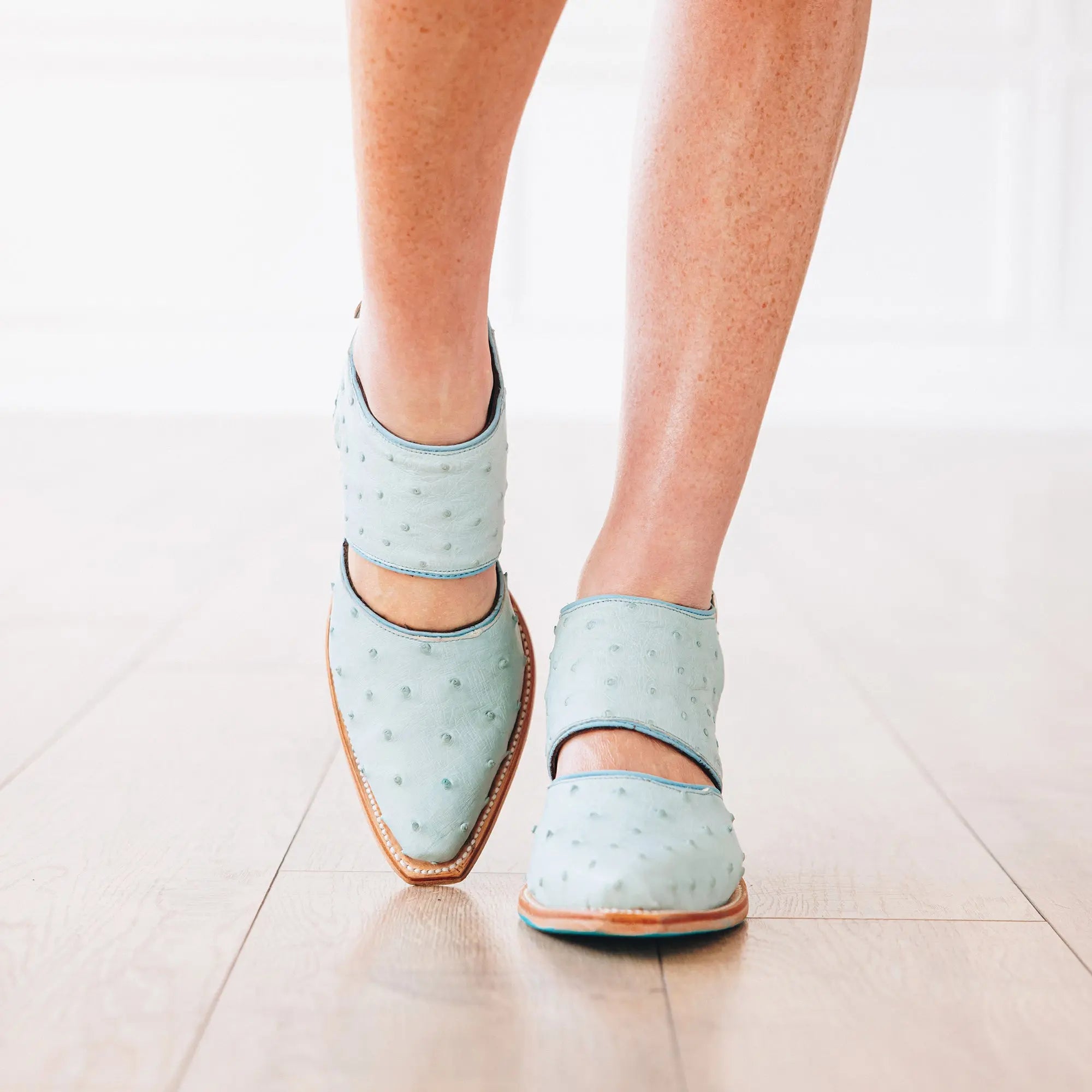 Plain Jane Slingback Mule - Powder Blue Ostrich Mule Western Fashion by Lane