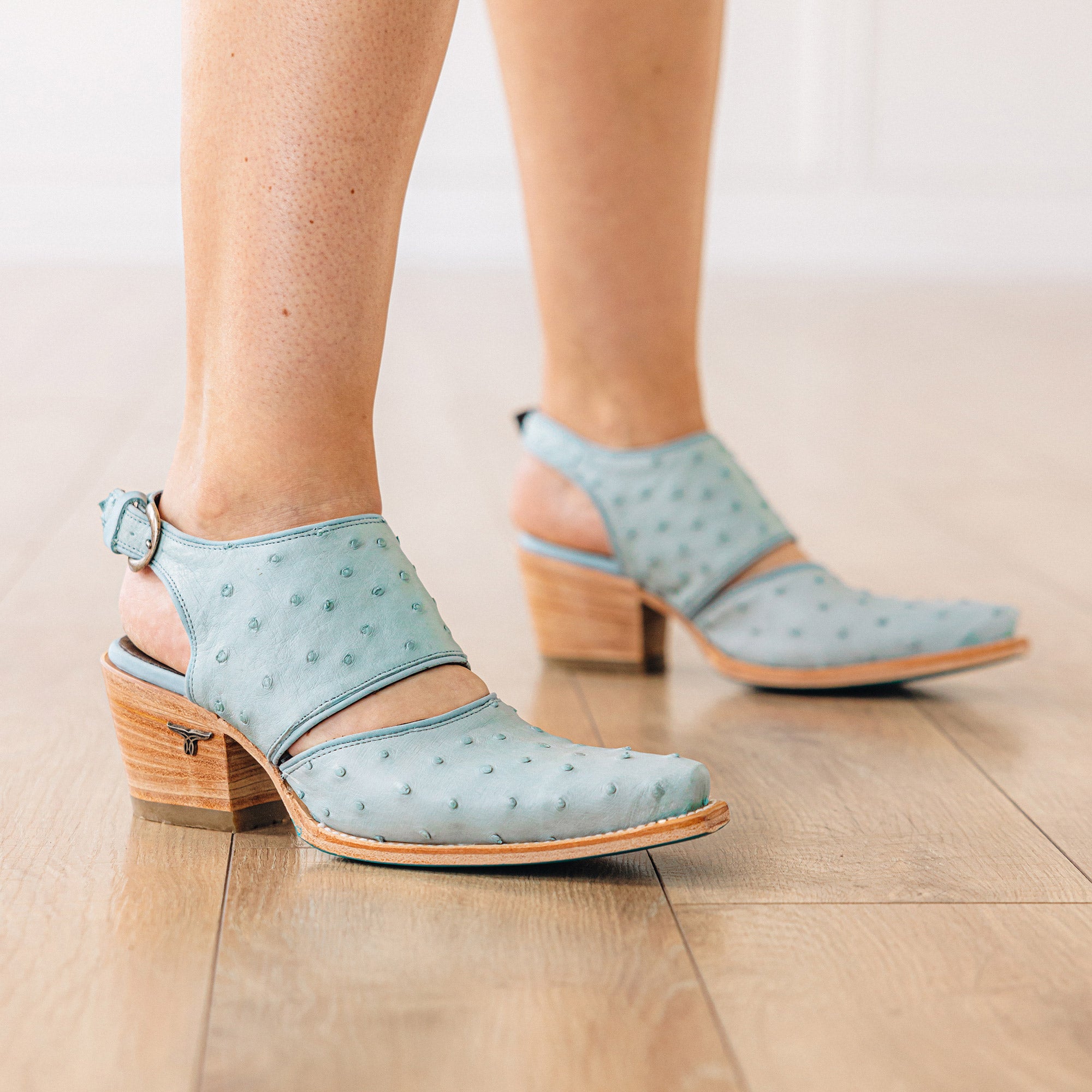 Plain Jane Slingback Mule - Powder Blue Ostrich Mule Western Fashion by Lane