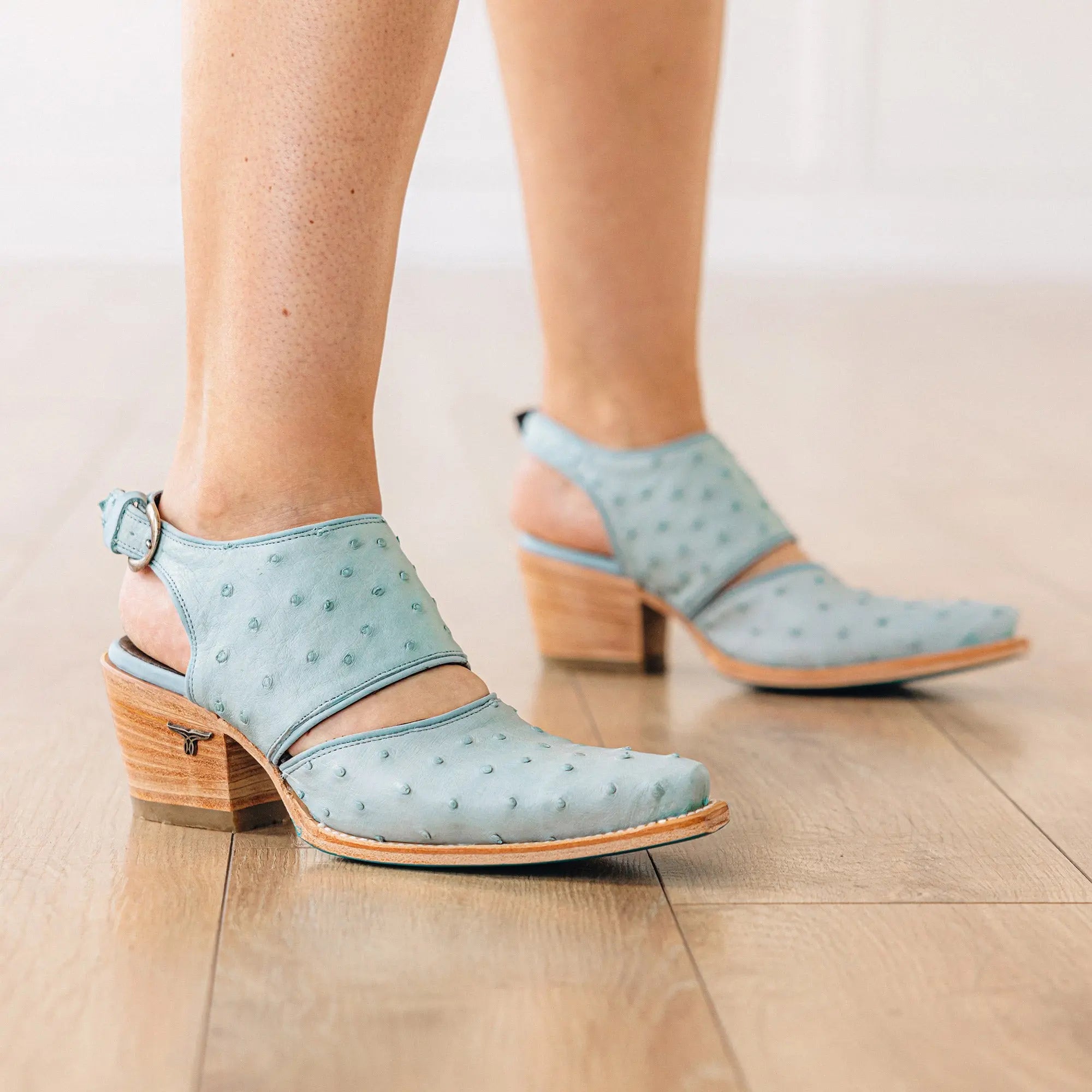 Plain Jane Slingback Mule - Powder Blue Ostrich Mule Western Fashion by Lane