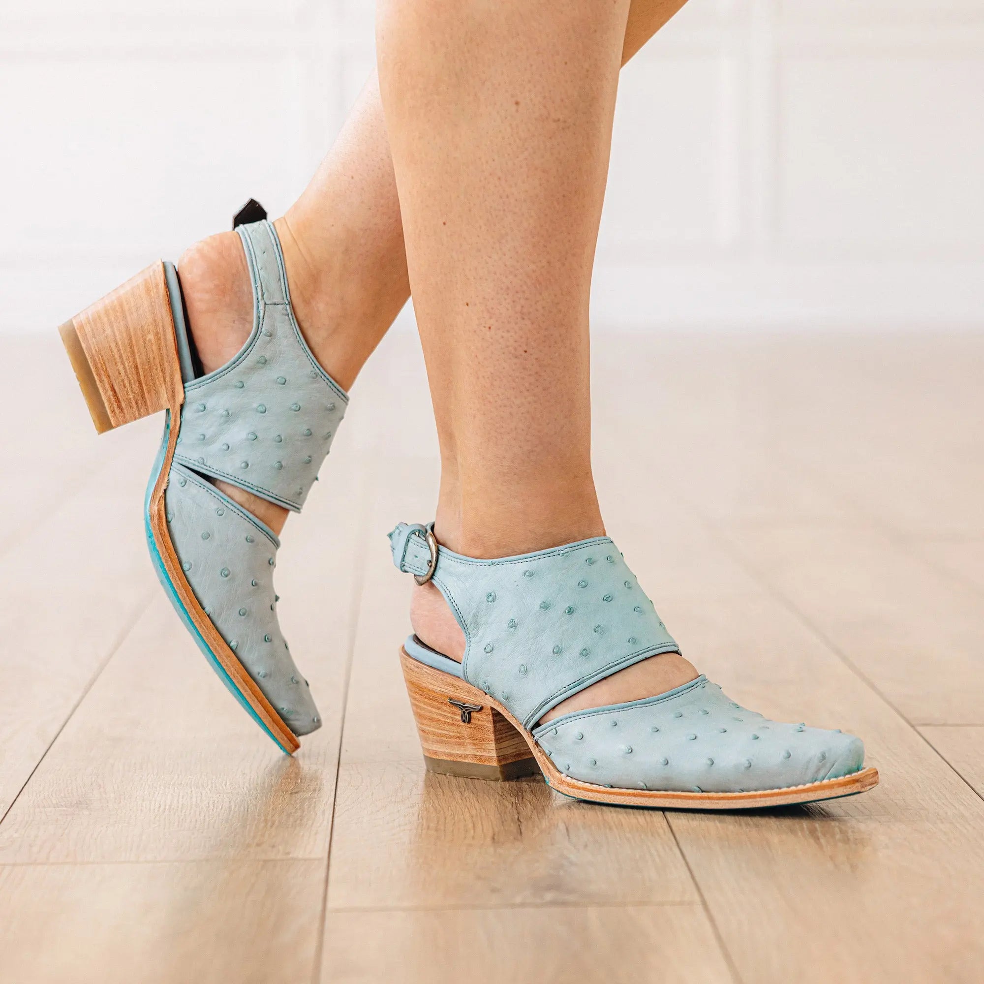 Plain Jane Slingback Mule - Powder Blue Ostrich Mule Western Fashion by Lane