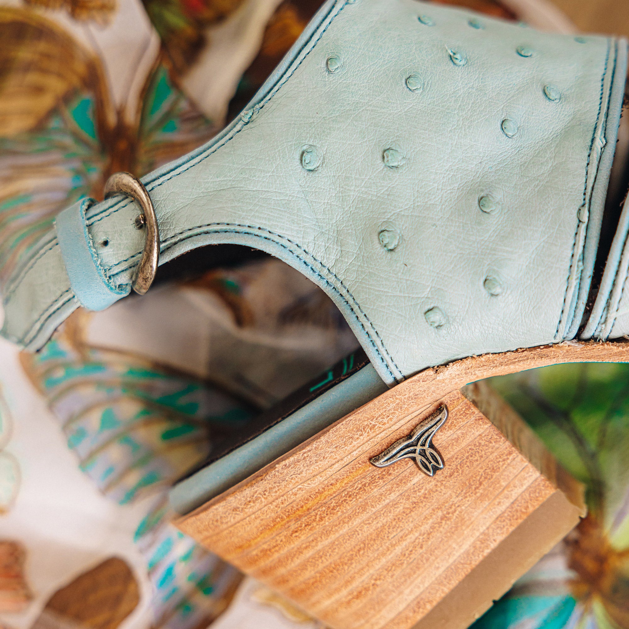 Plain Jane Slingback Mule - Powder Blue Ostrich Mule Western Fashion by Lane
