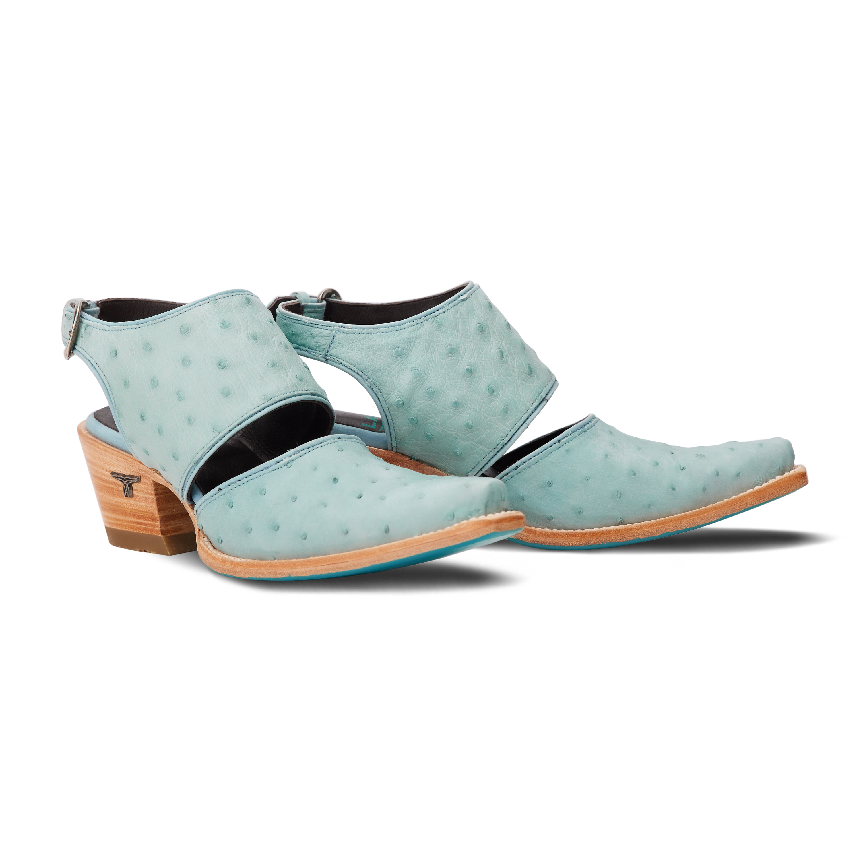 Plain Jane Slingback Mule - Powder Blue Ostrich Mule Powder Blue Ostrich Western Fashion by Lane